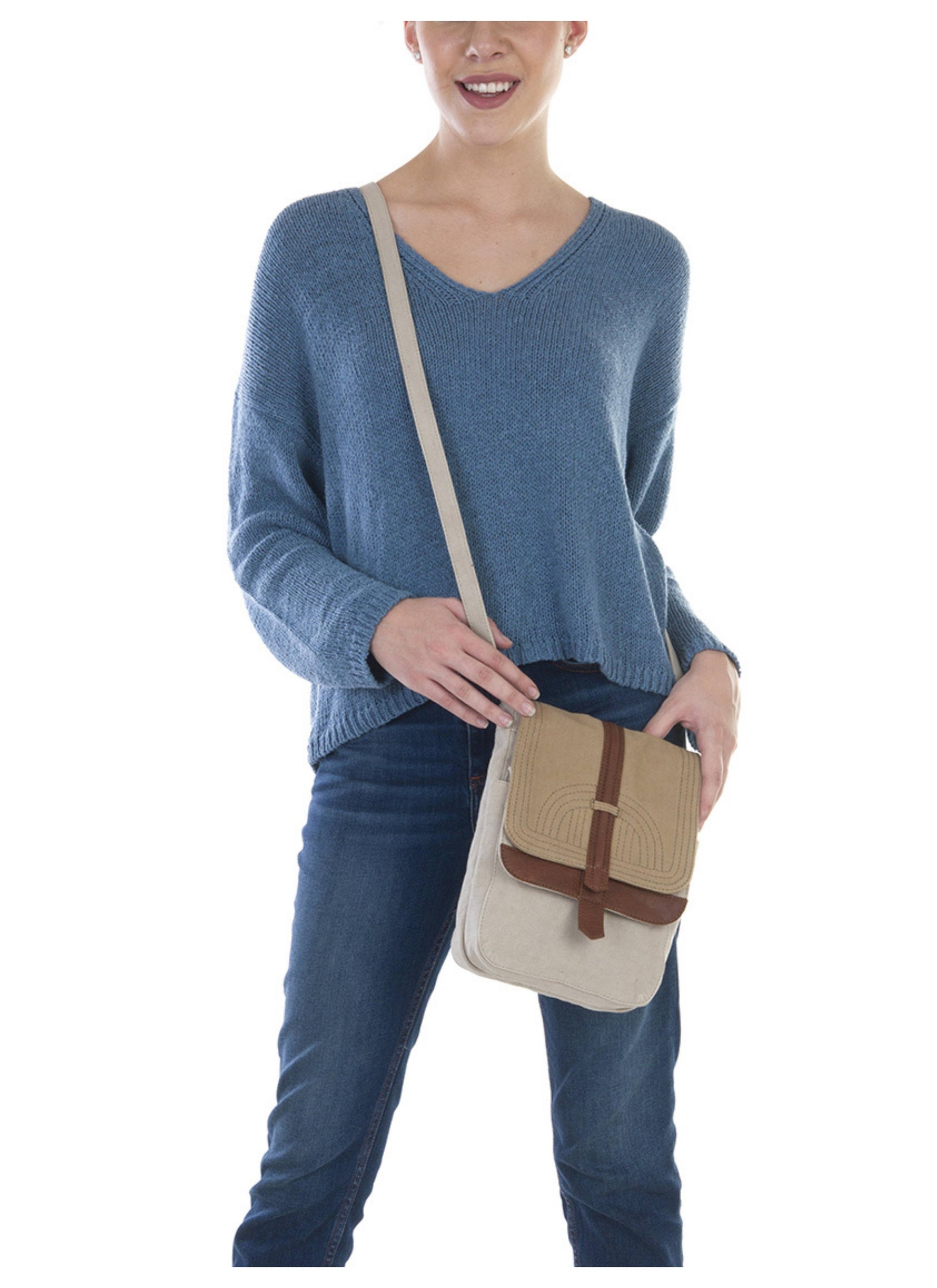 mona b military recycled canvas crossbody purse at the rustic barn in Killingworth ct