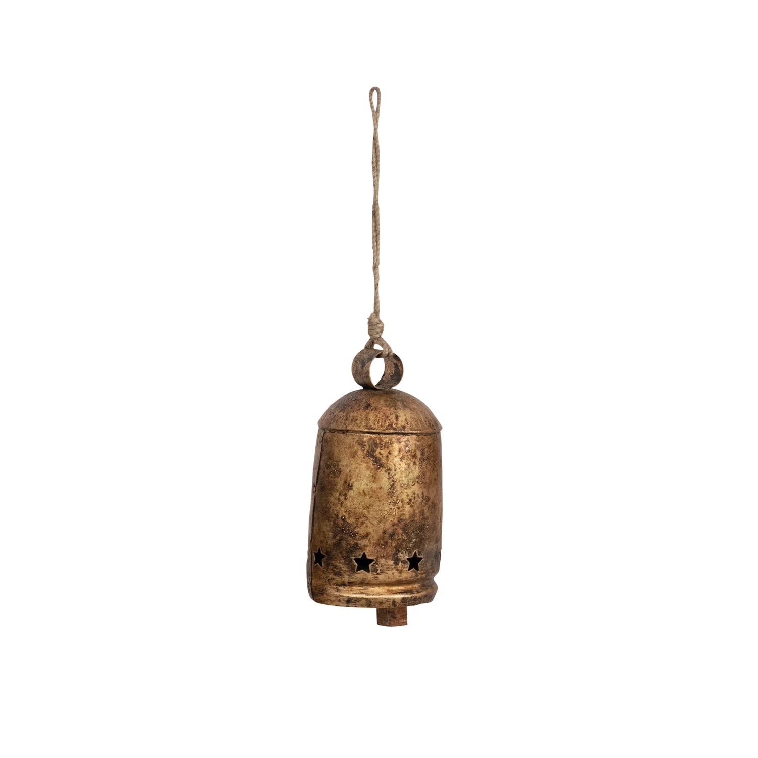 8" Gold Metal Bell On Jute Rope