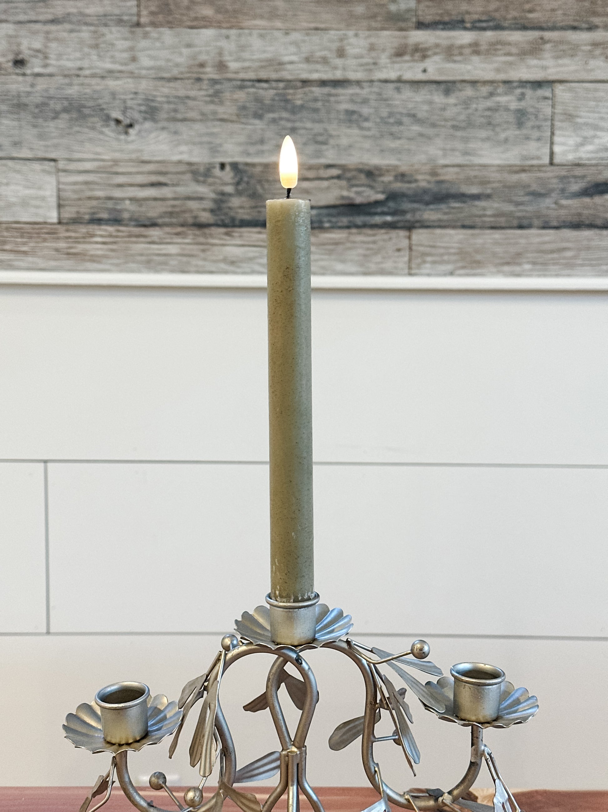 3D flame green taper candle set at The Rustic Barn in Killingworth, CT