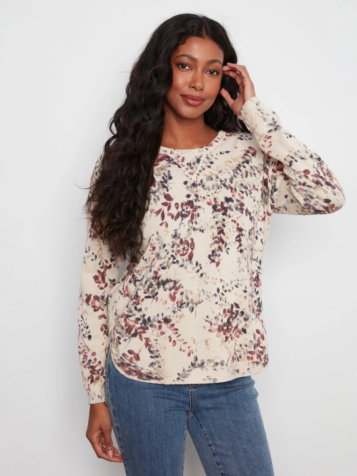 Artisan Poetry Reverse-Print Cotton Crewneck Sweater at the rustic barn in Killingworth ct