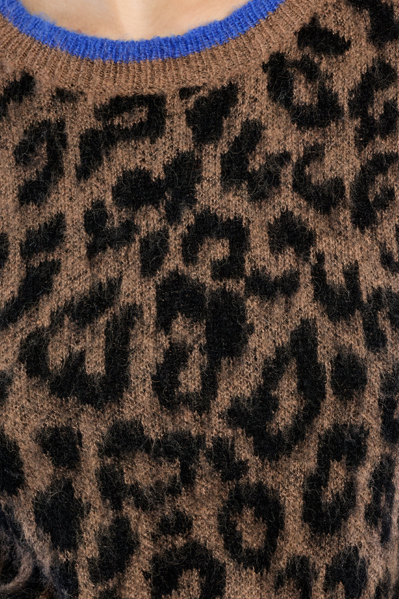 Brown Leopard Print Wool-Blend Sweater at the rustic barn in Killingworth ct
