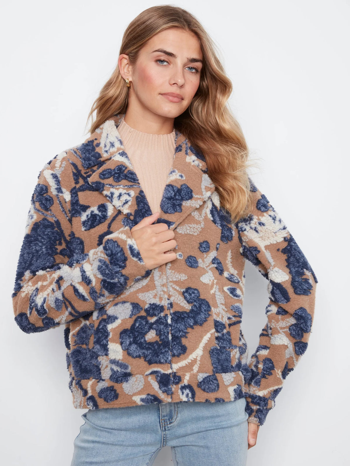 Carolina Sherpa-Lined Printed Knit Short Coat at the rustic barn in killingworth ct