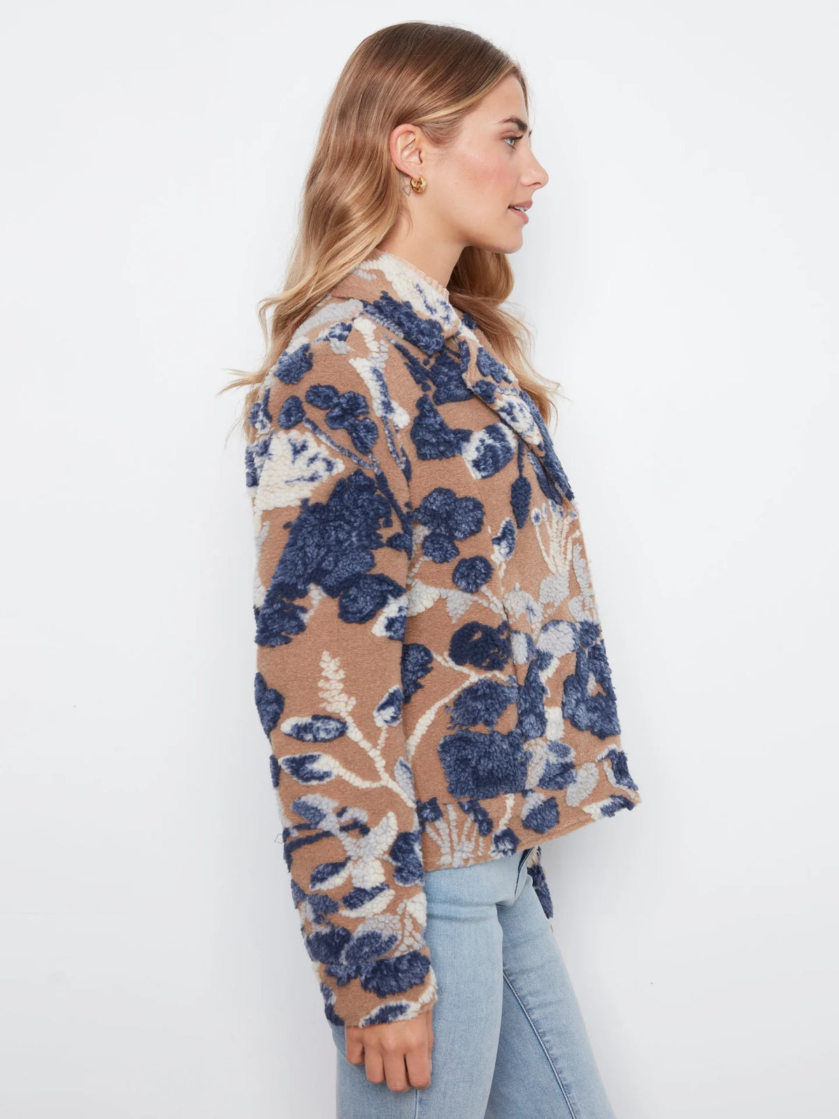Carolina Sherpa-Lined Printed Knit Short Coat at the rustic barn in killingworth ct