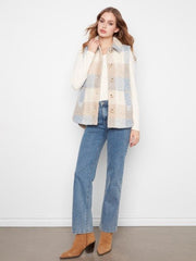 Celestial Plaid Boucle Knit Tailored Vest at the rustic barn in Killingworth ct