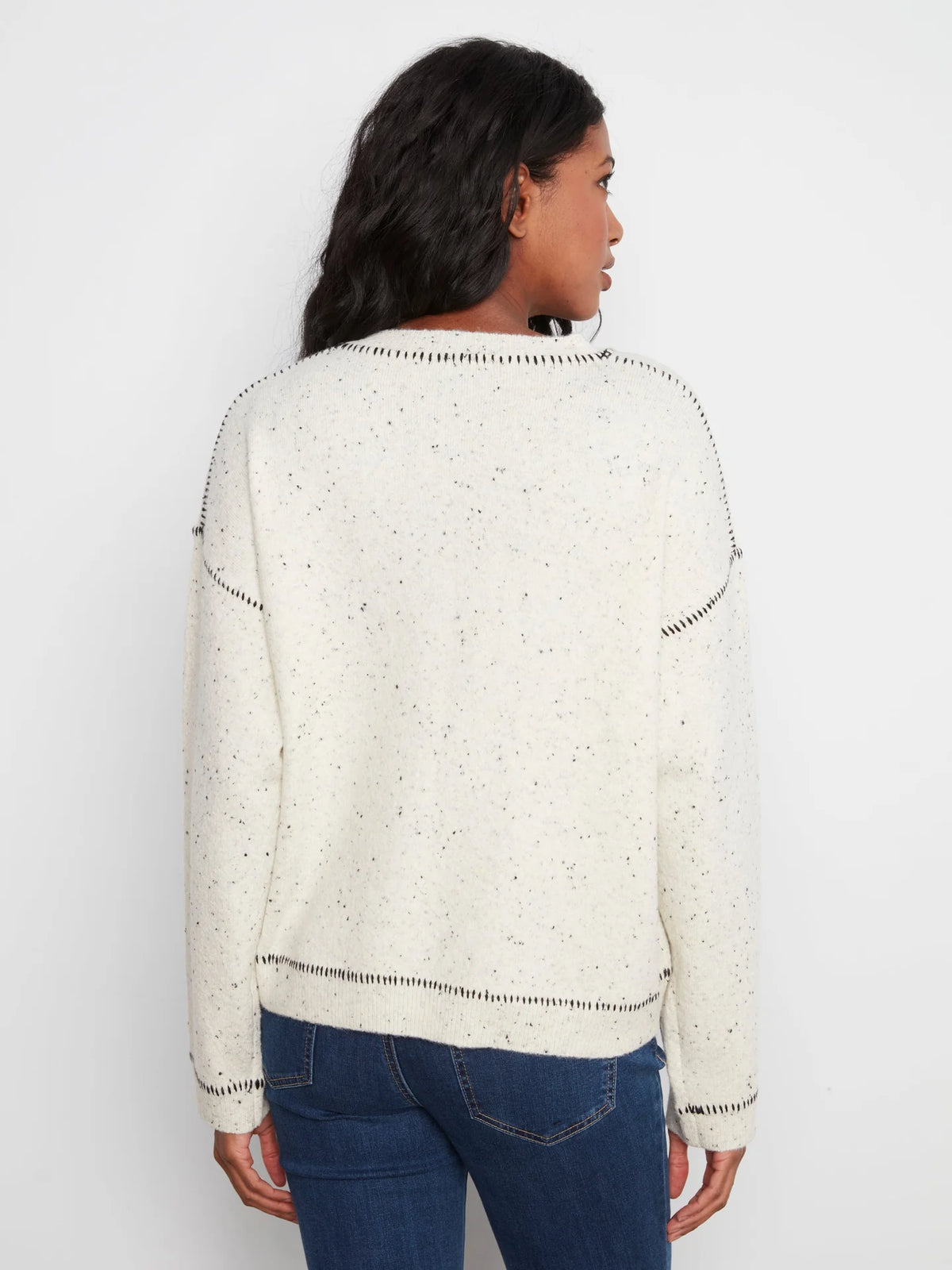 Cookies & Cream Whipstitch Drop Shoulder Sweater at the rustic barn in Killingworth ct