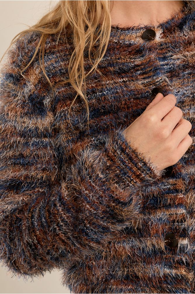 Denim Blue Tie-Dye Brushed Knit Cardigan at the rustic barn in Killingworth ct