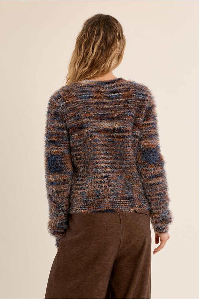 Denim Blue Tie-Dye Brushed Knit Cardigan at the rustic barn in Killingworth ct