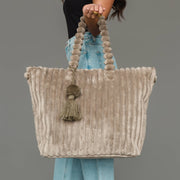 Gray Cloud-Soft Ribbed Oversized Tote at the rustic barn in killingworth ct