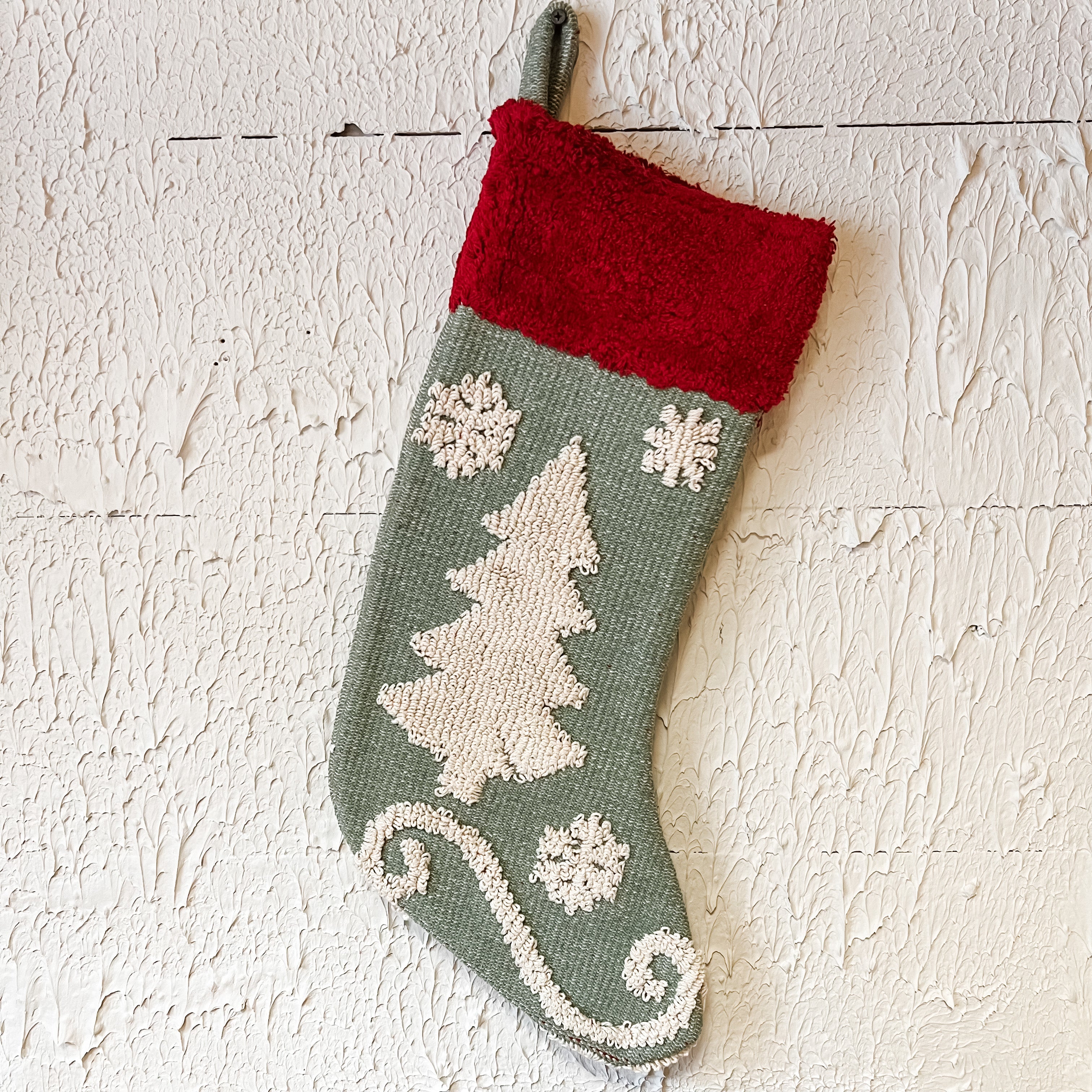 christmas stocking with tree appliqué the rustic barn ct
