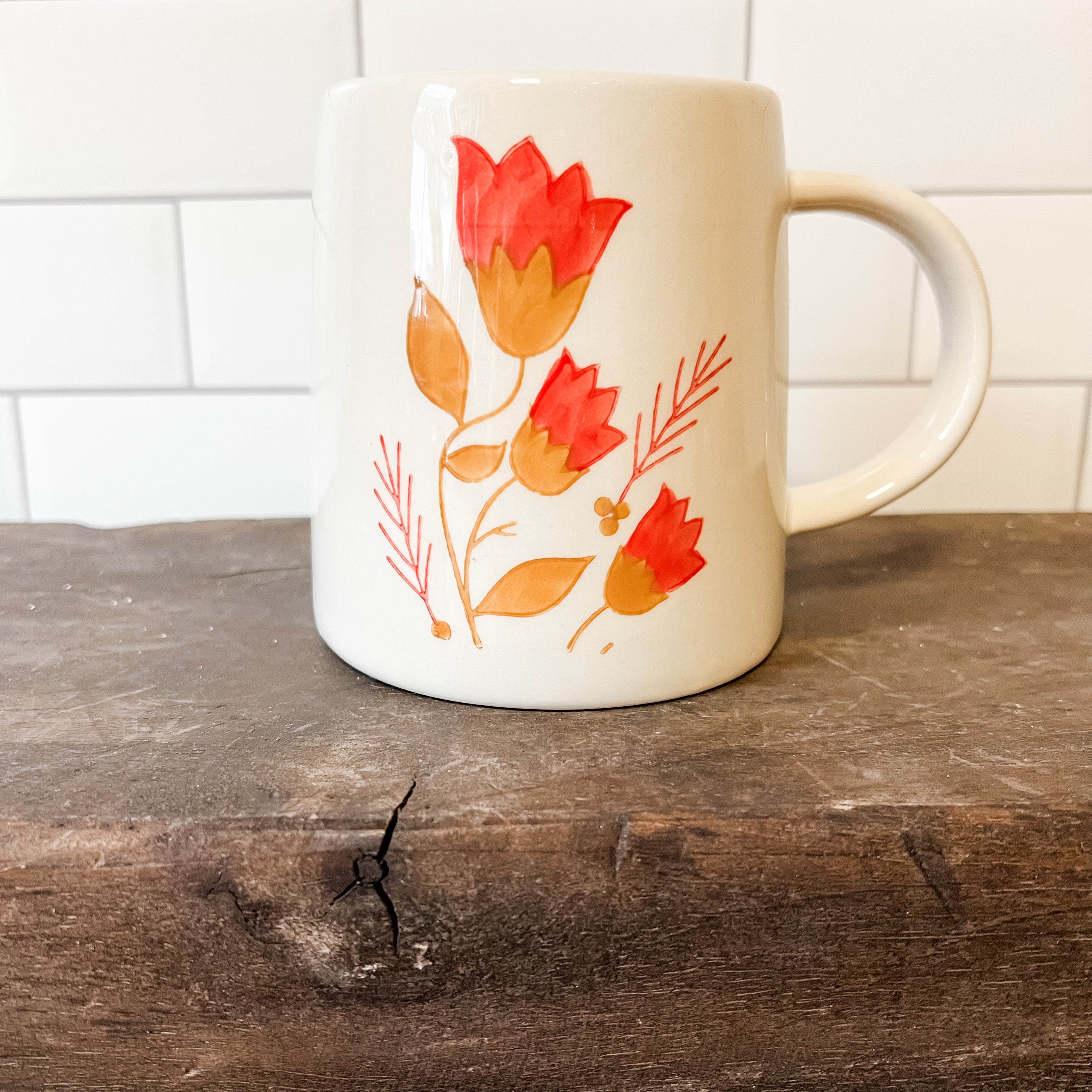 Hand-Painted Floral Garden Mugs