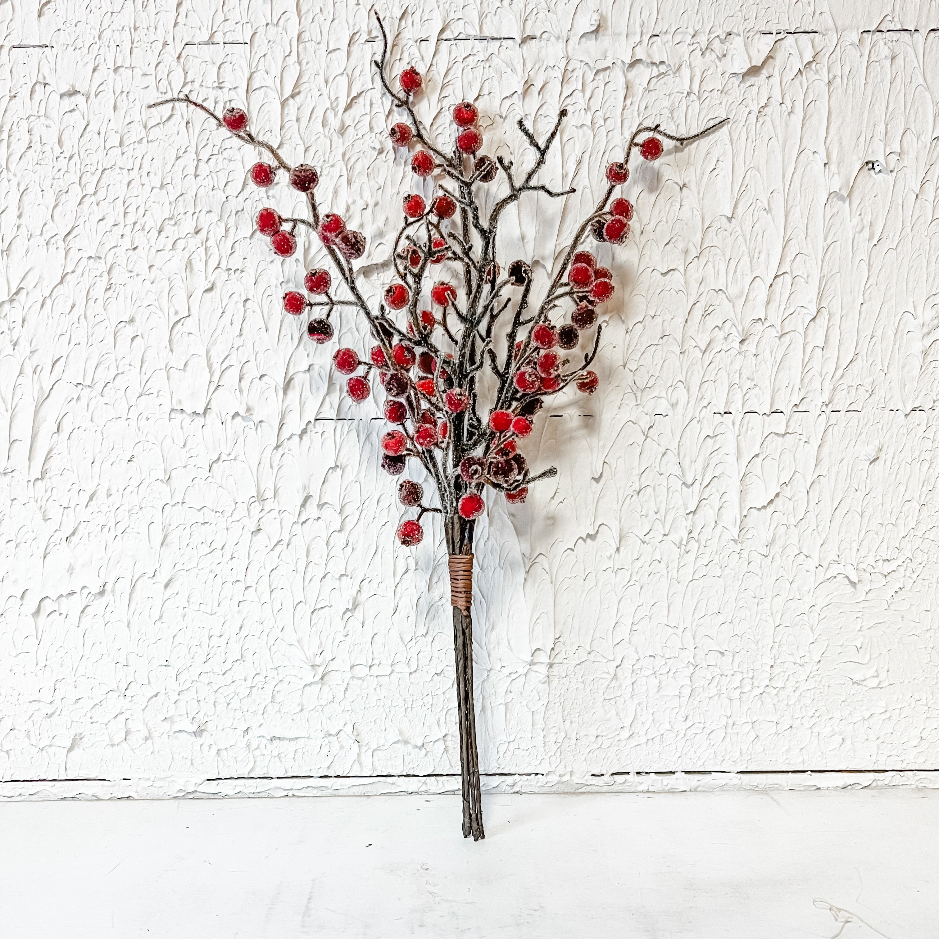 iced red berry spray pick the Rustic Barn ct