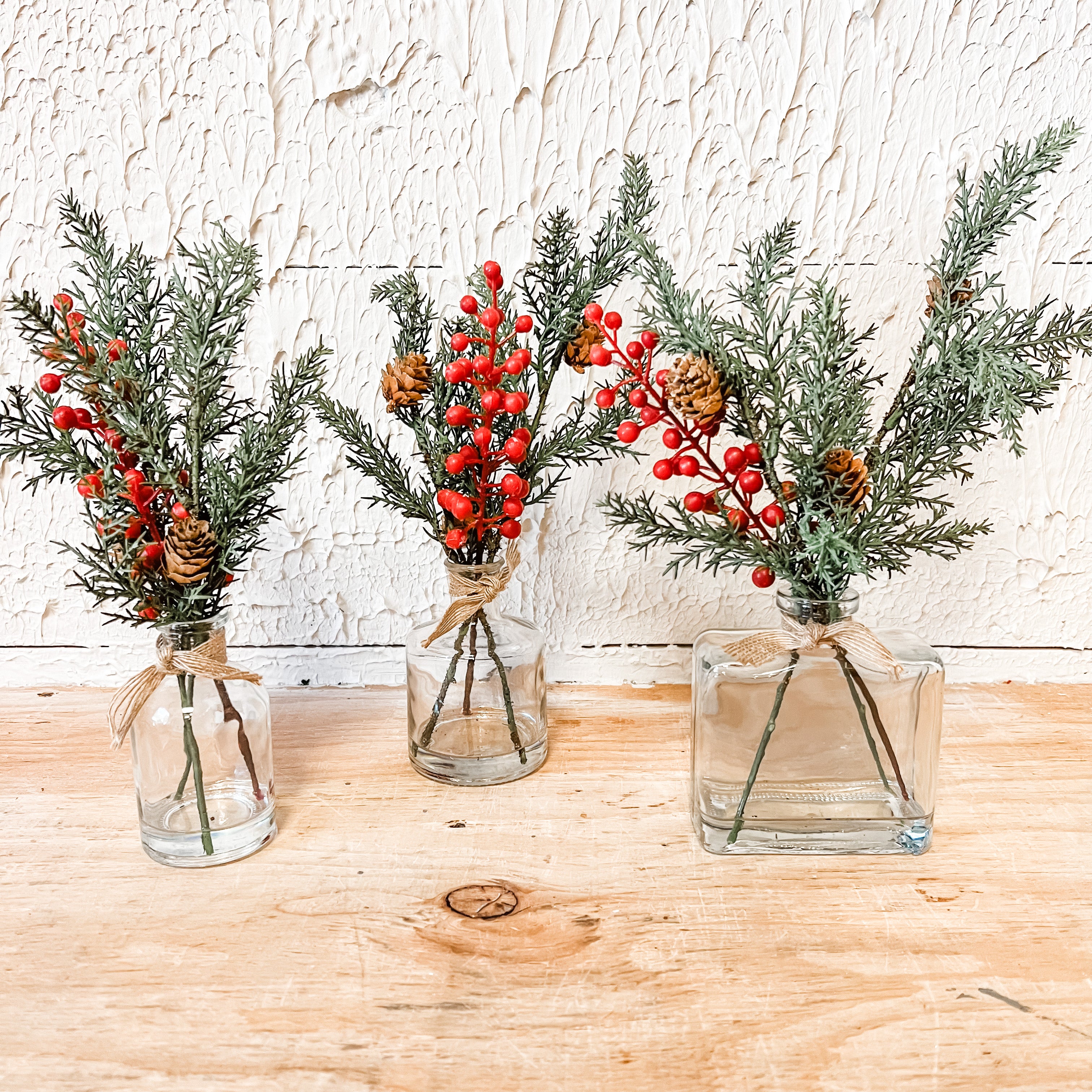 cedar and red berry glass vases in 3 styles the rustic barn ct