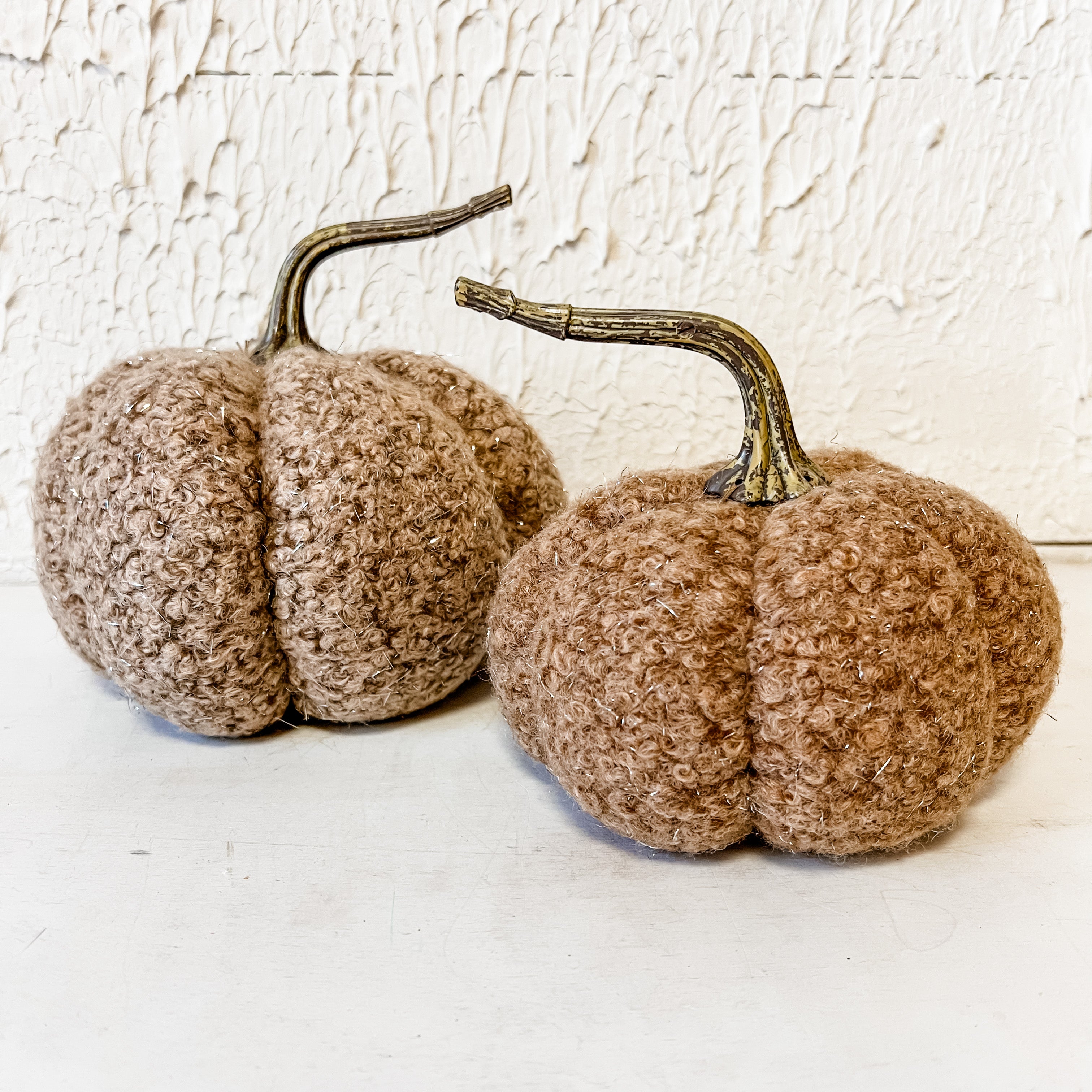 caramel colored boucle pumpkins two sizes the rustic barn ct