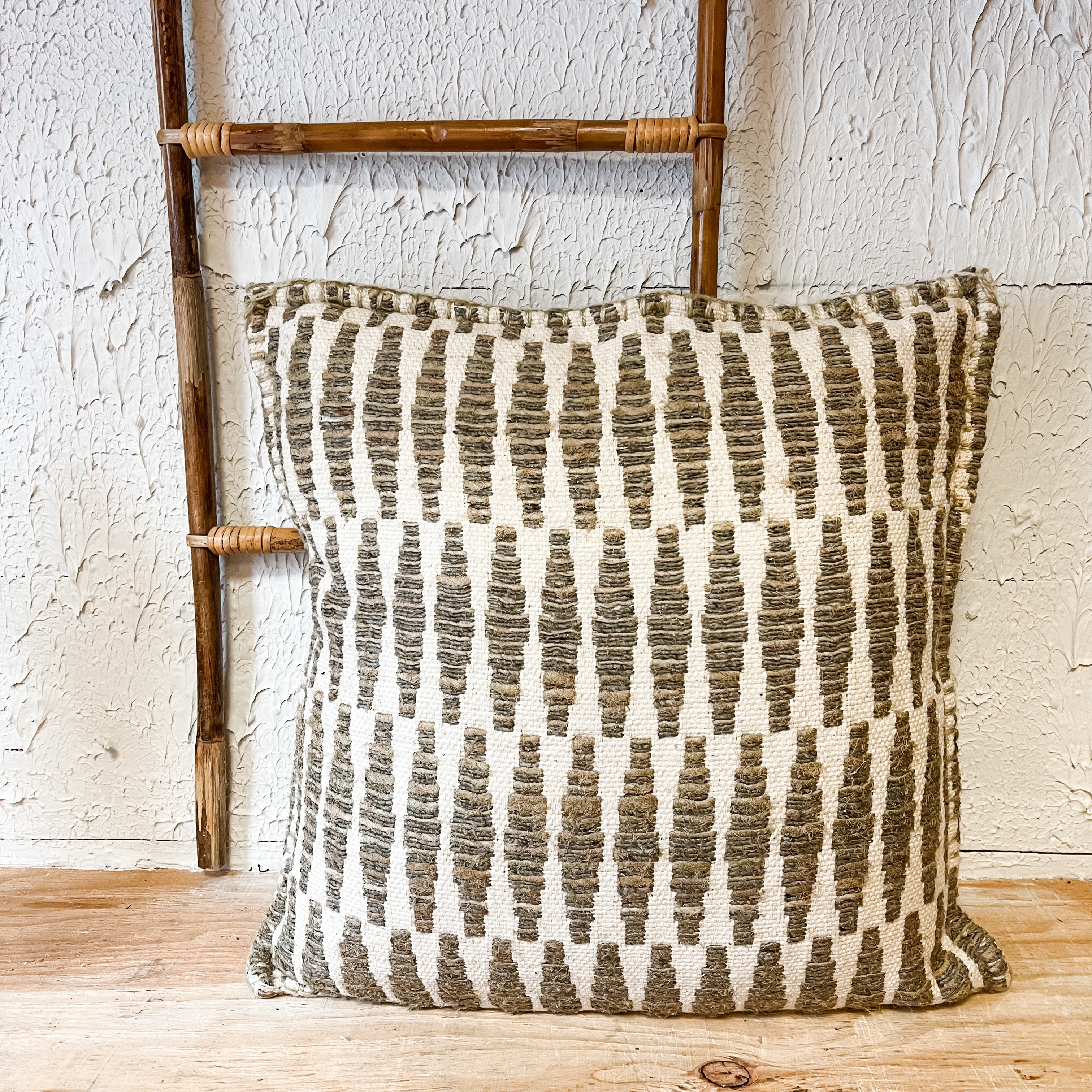 square hand woven recycled cotton pillow the rustic barn ct
