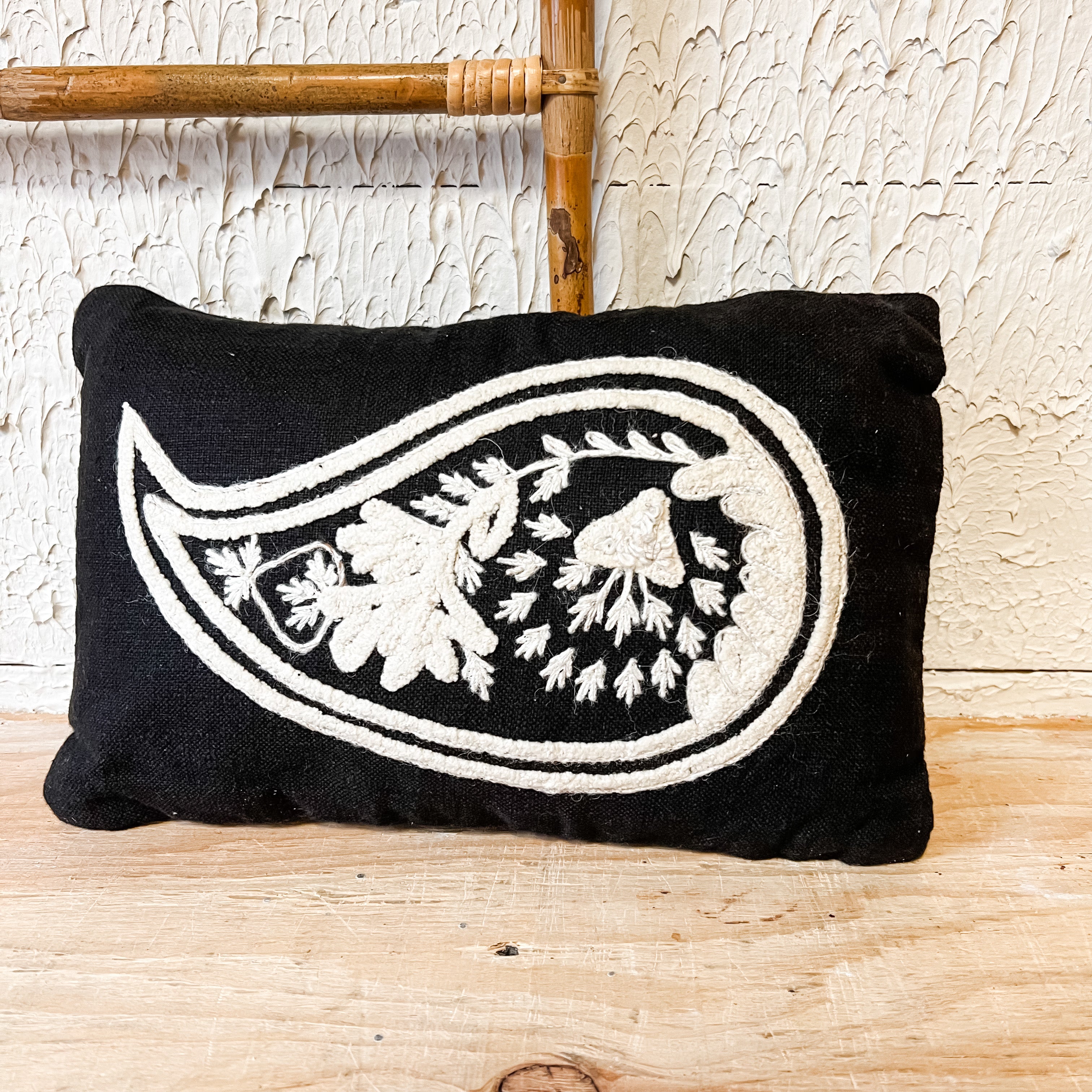 cotton lumbar black paisley pillow the rustic barn ct