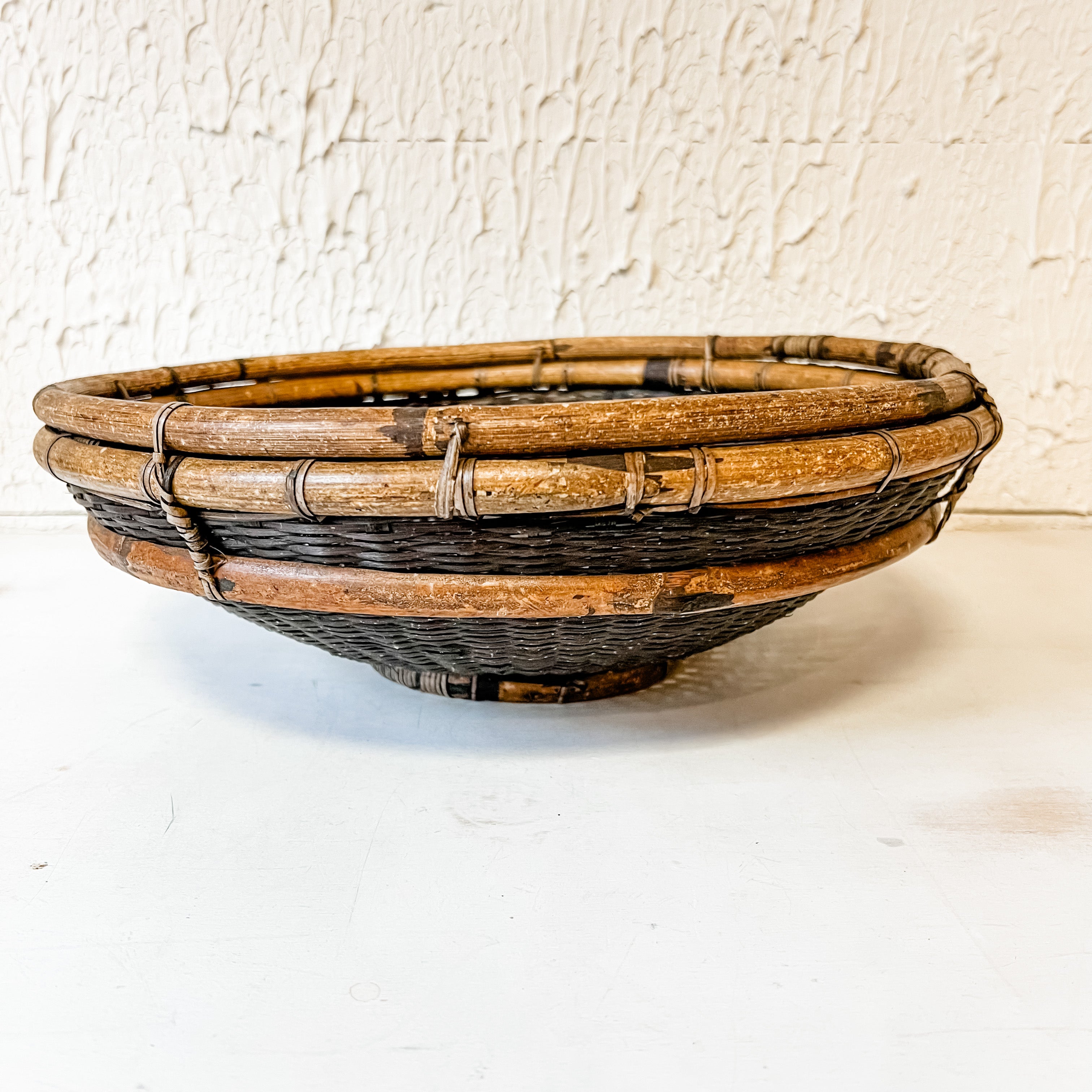vintage look bamboo and rattan bowl the rustic barn ct