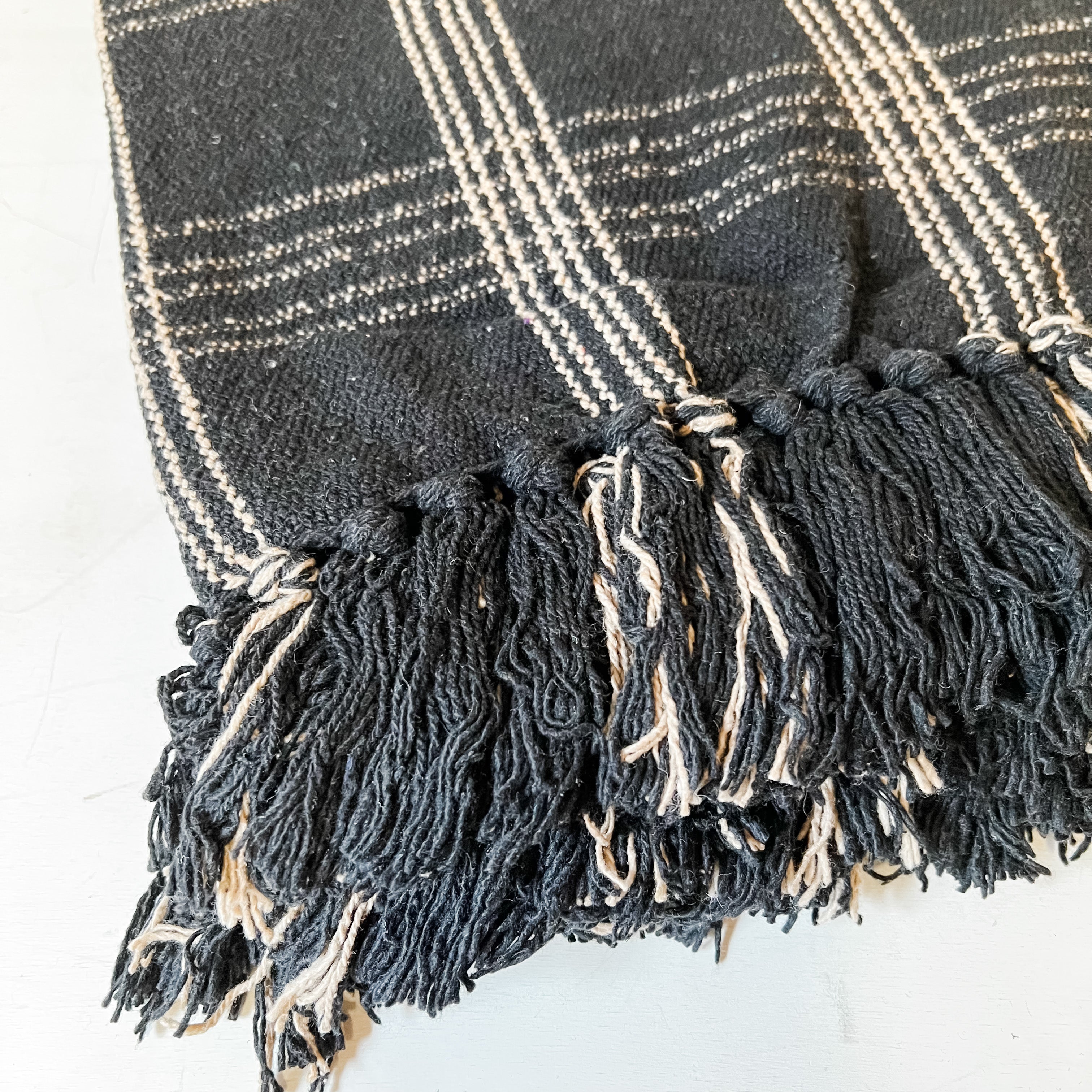 Woven Recycled Cotton Black Plaid Throw