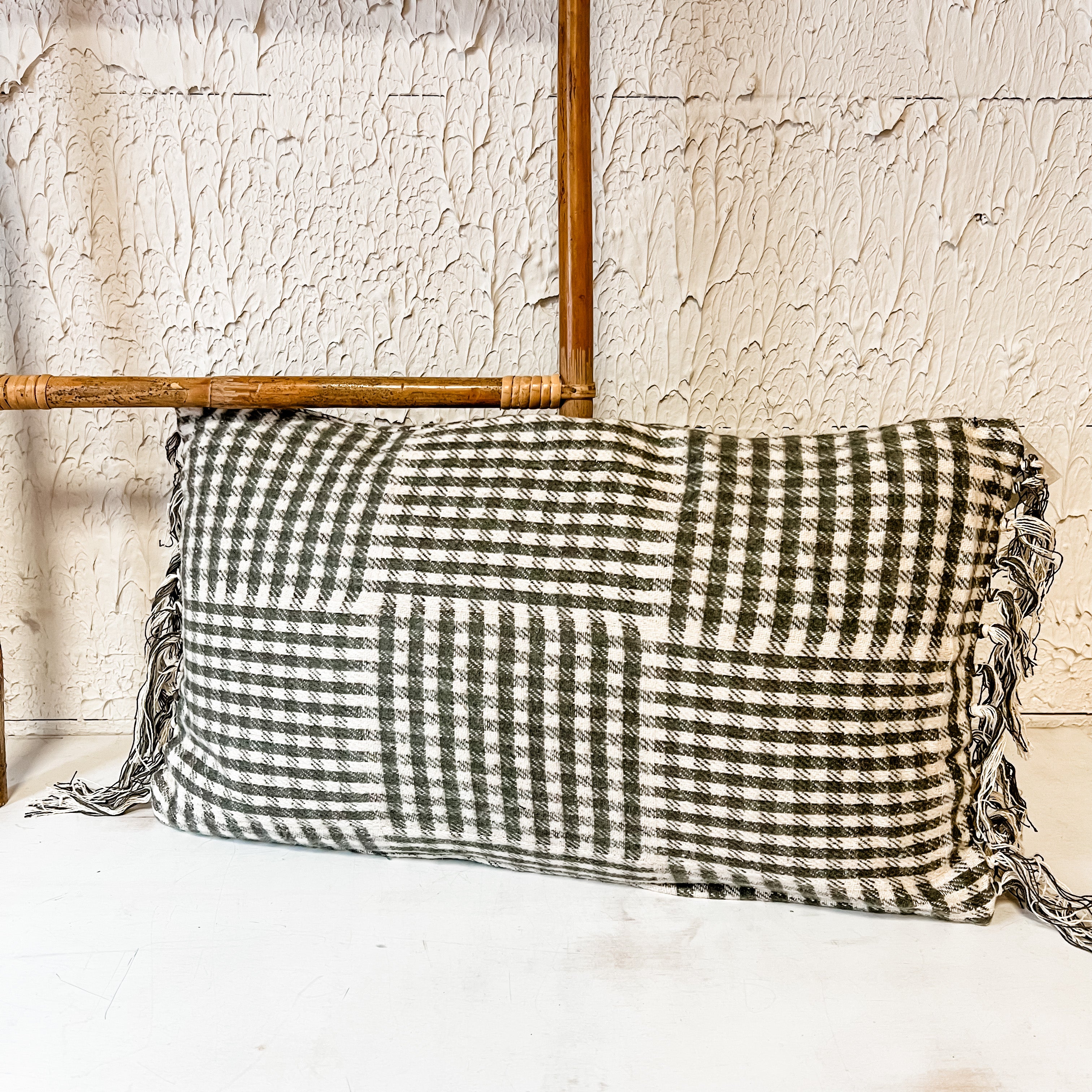 cotton flannel grey and white gingham lumbar pillow the rustic barn ct