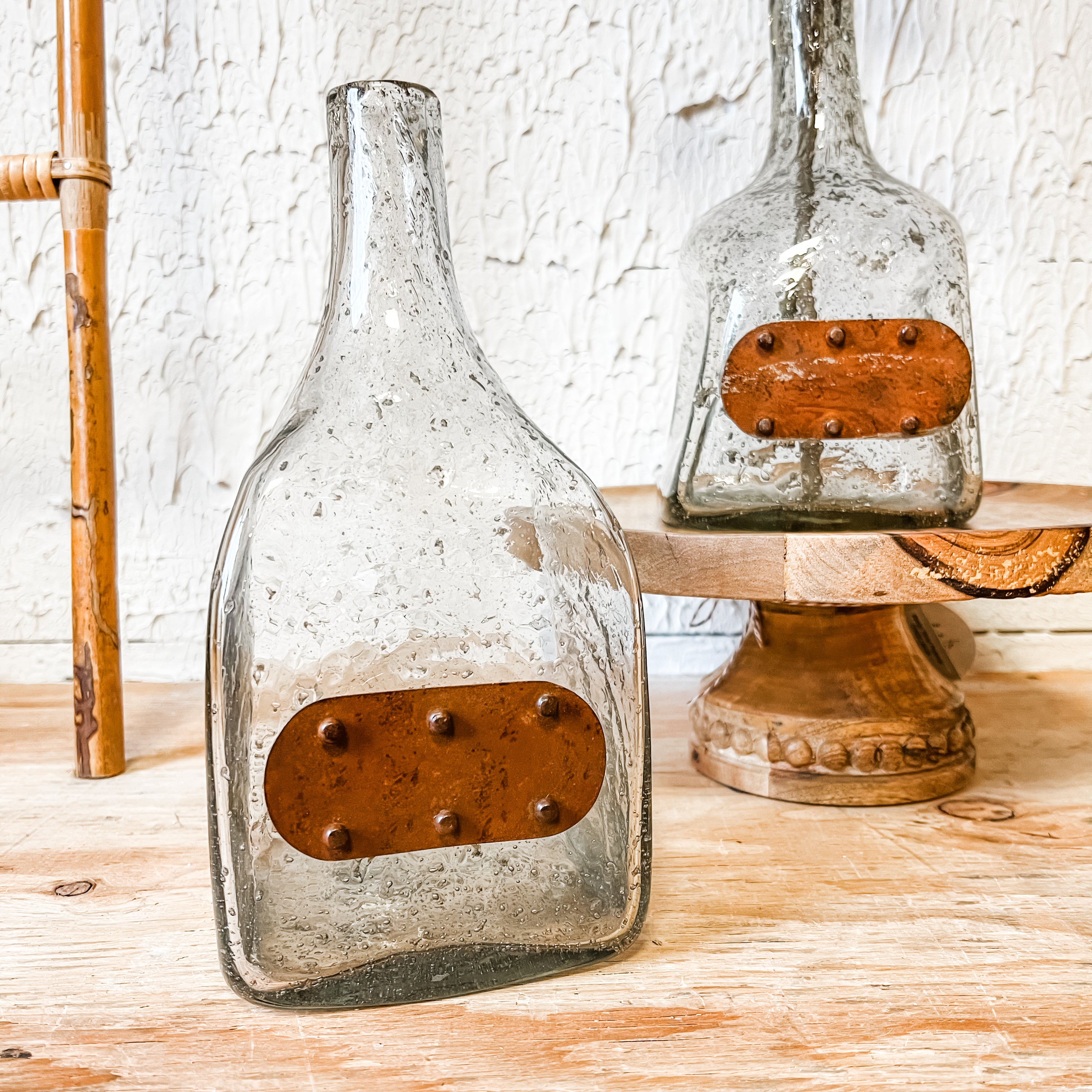Vintage Bottle With Metal Plate Tag