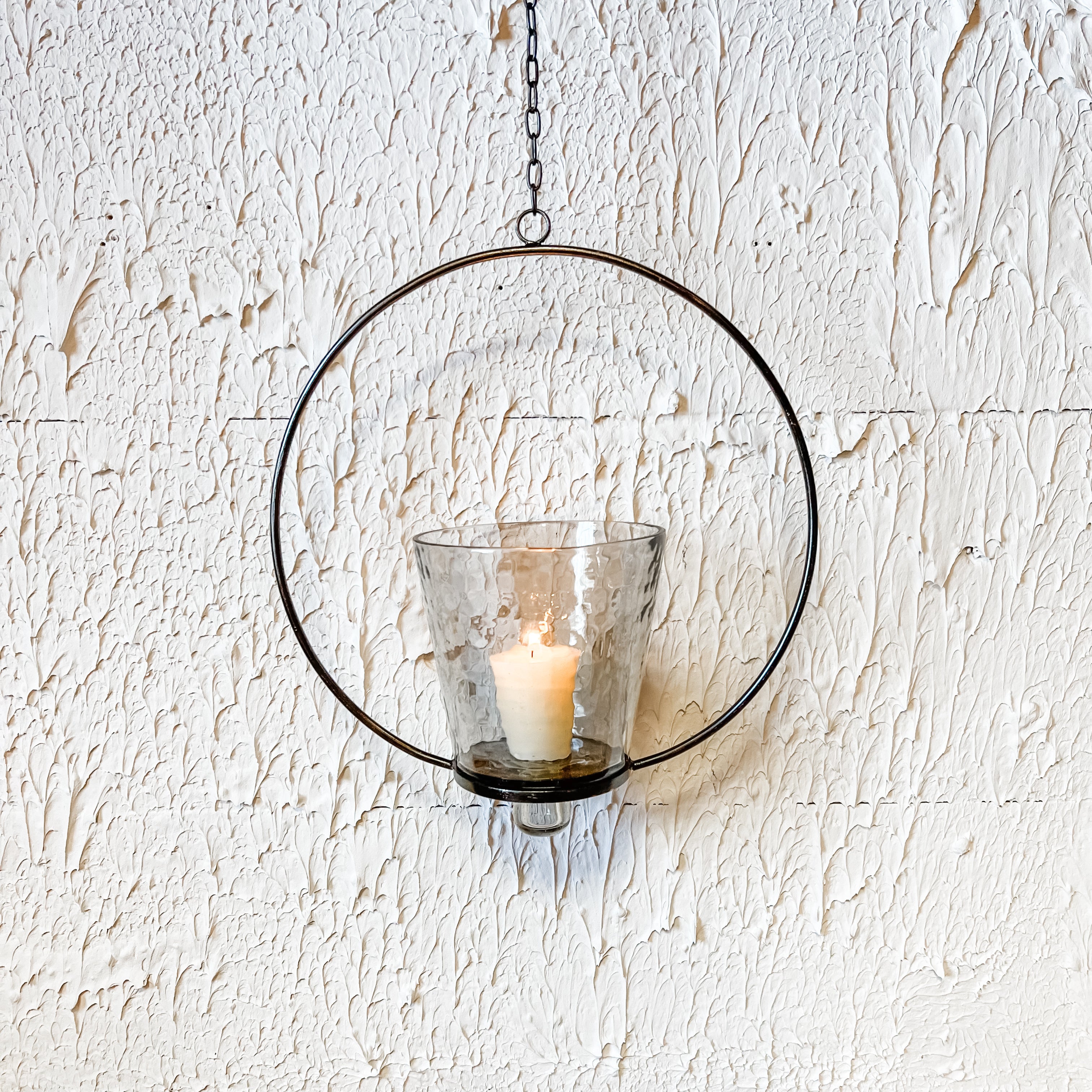 Round metal hanging candle holder the rustic barn ct