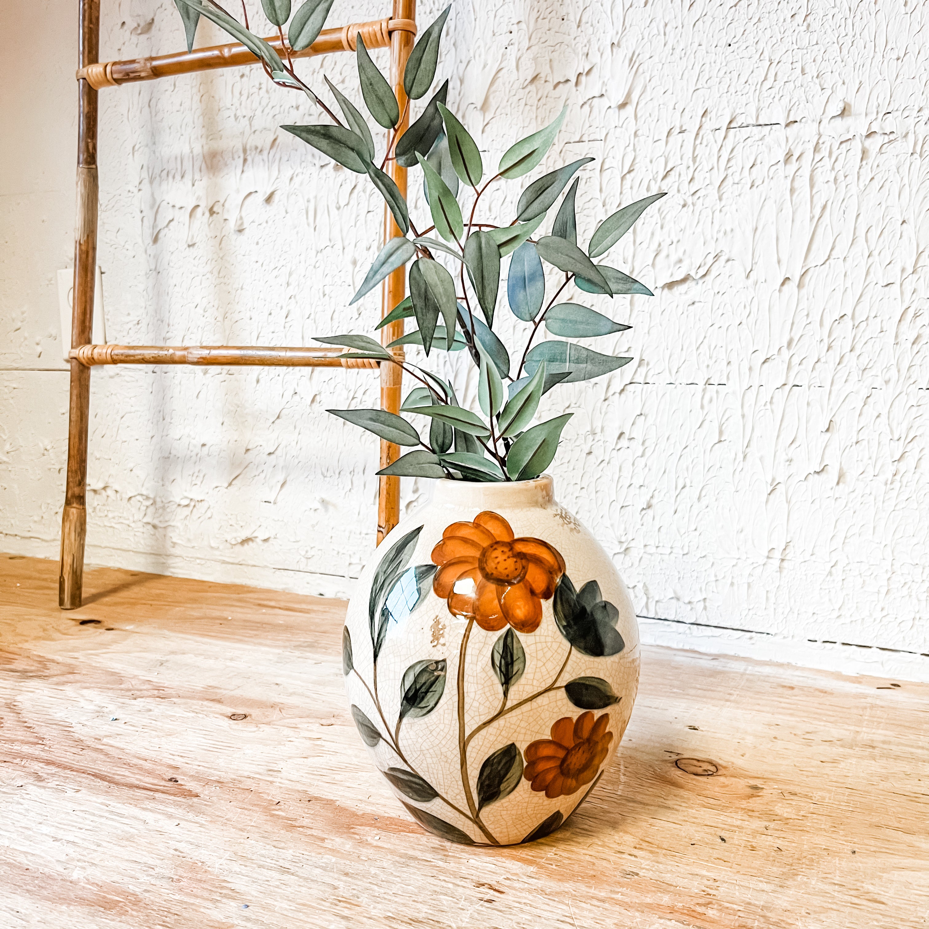 8" Painted Floral Vase