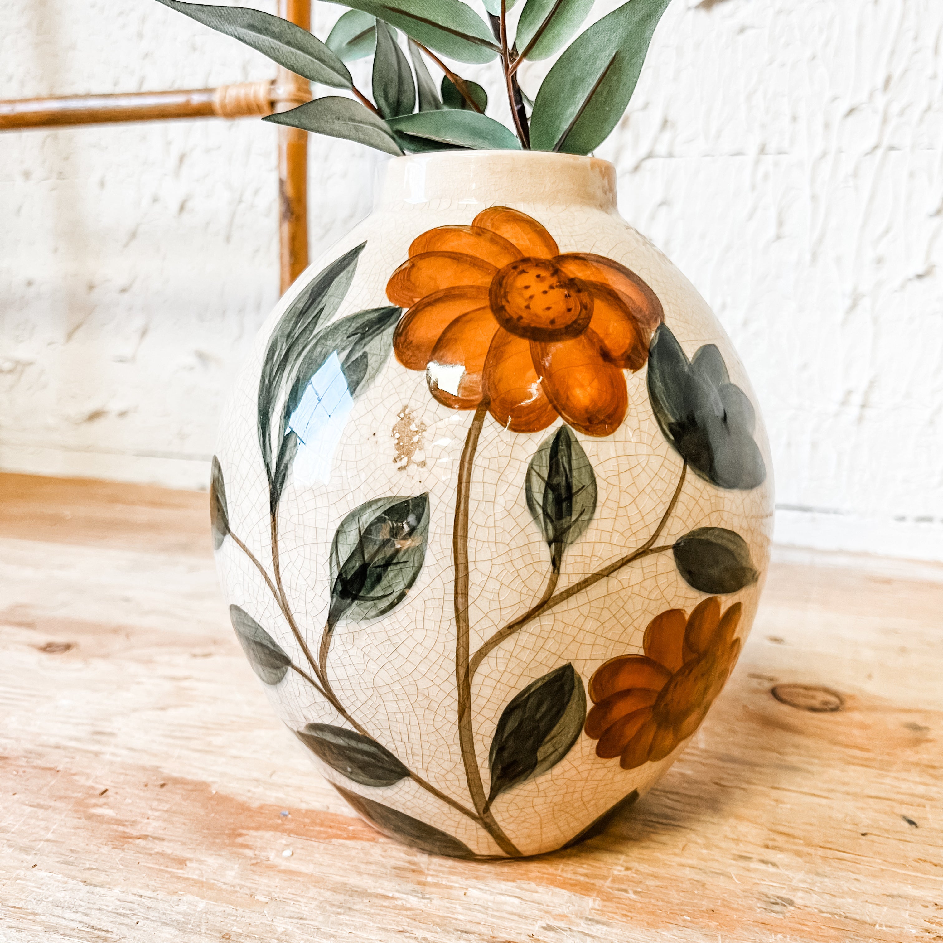 8" Painted Floral Vase
