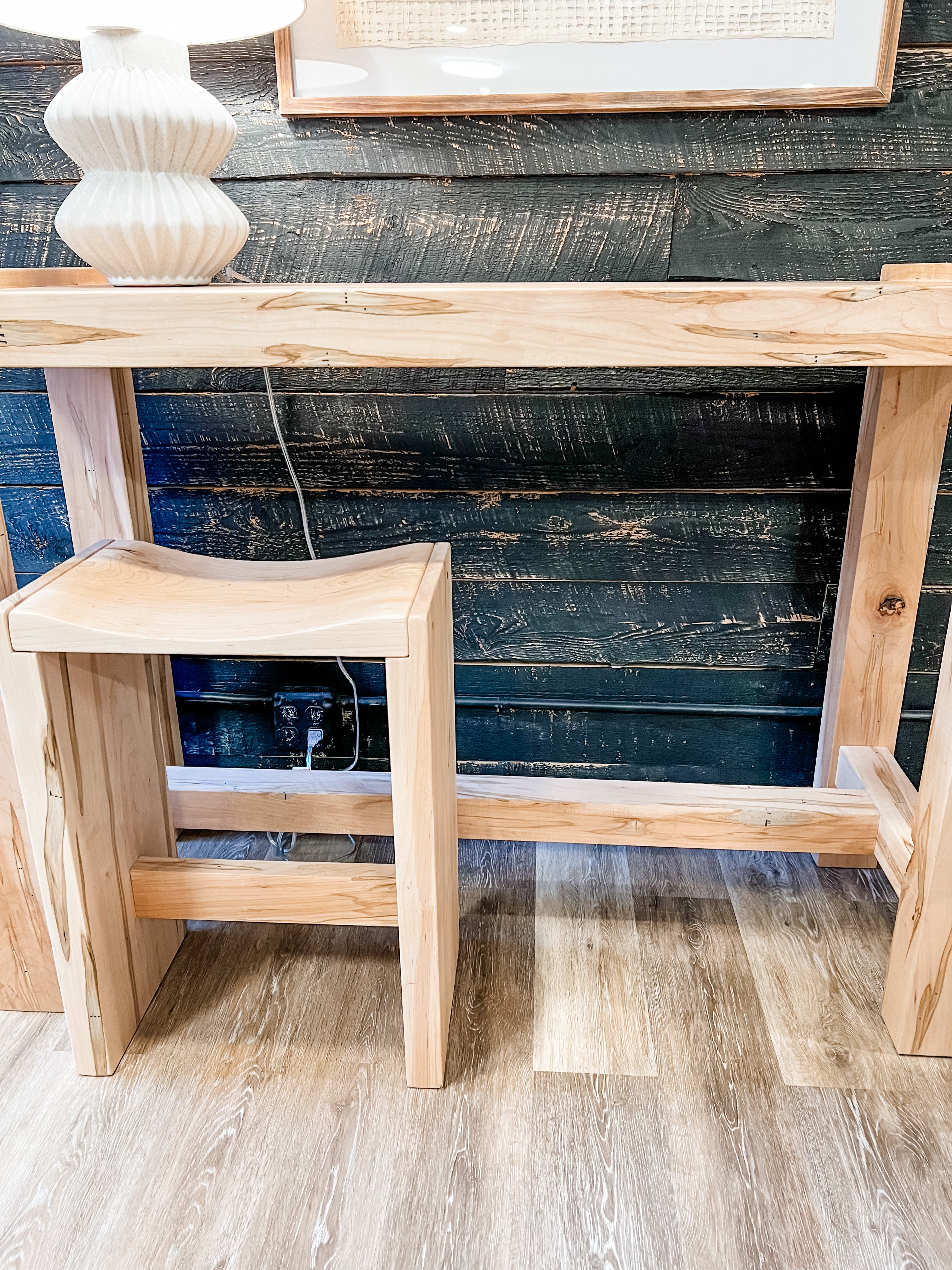 Hand-Made Maple Sofa Table With Stools