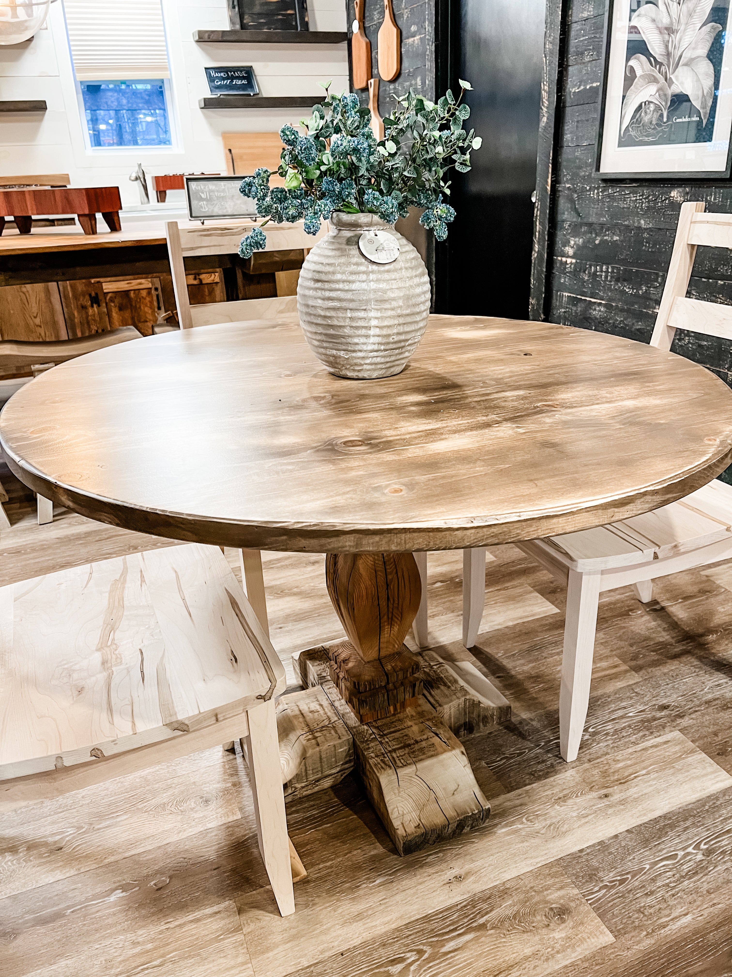 Hand-Made Round Pine Table