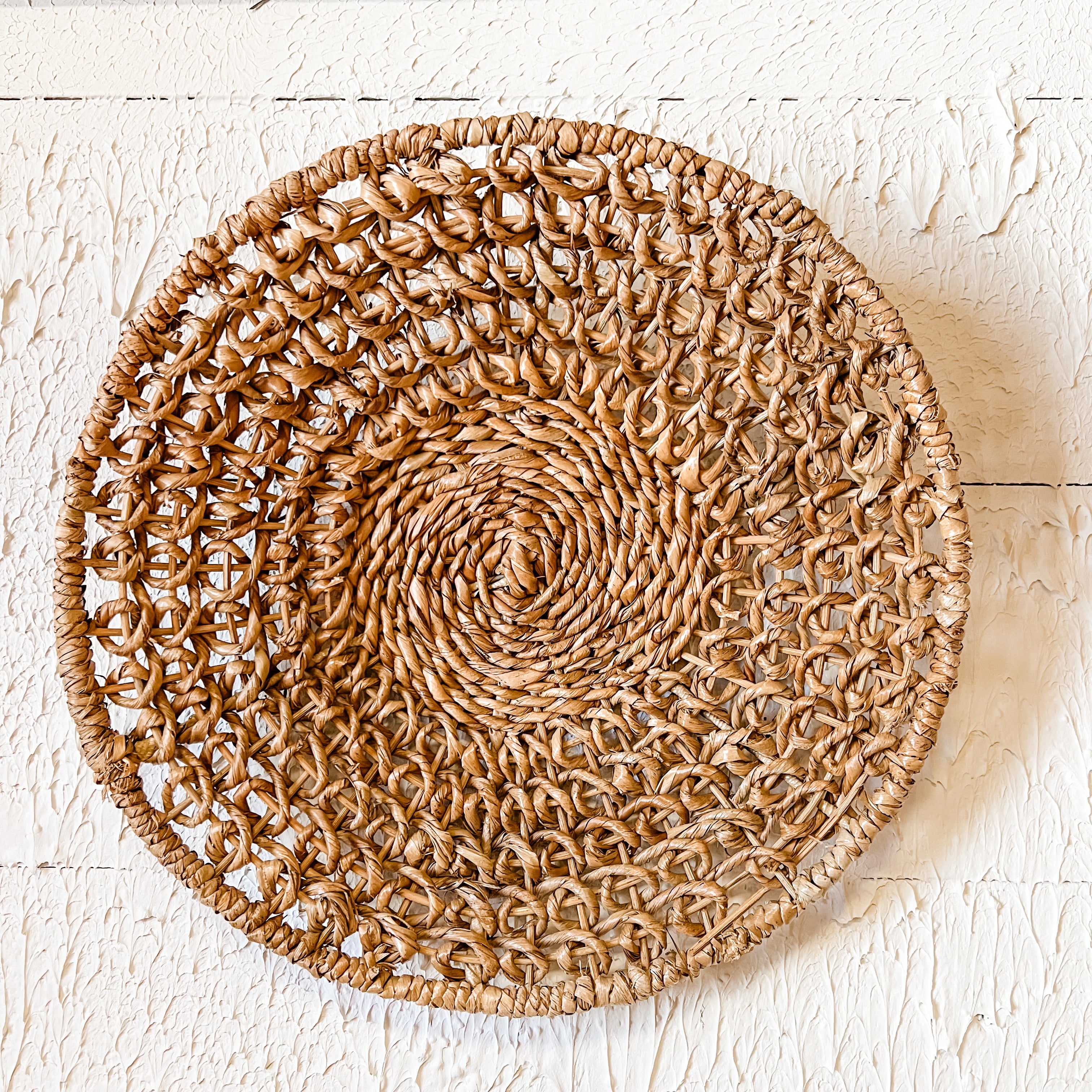 18-1/4” round natural woven rattan wall decor the rustic barn ct
