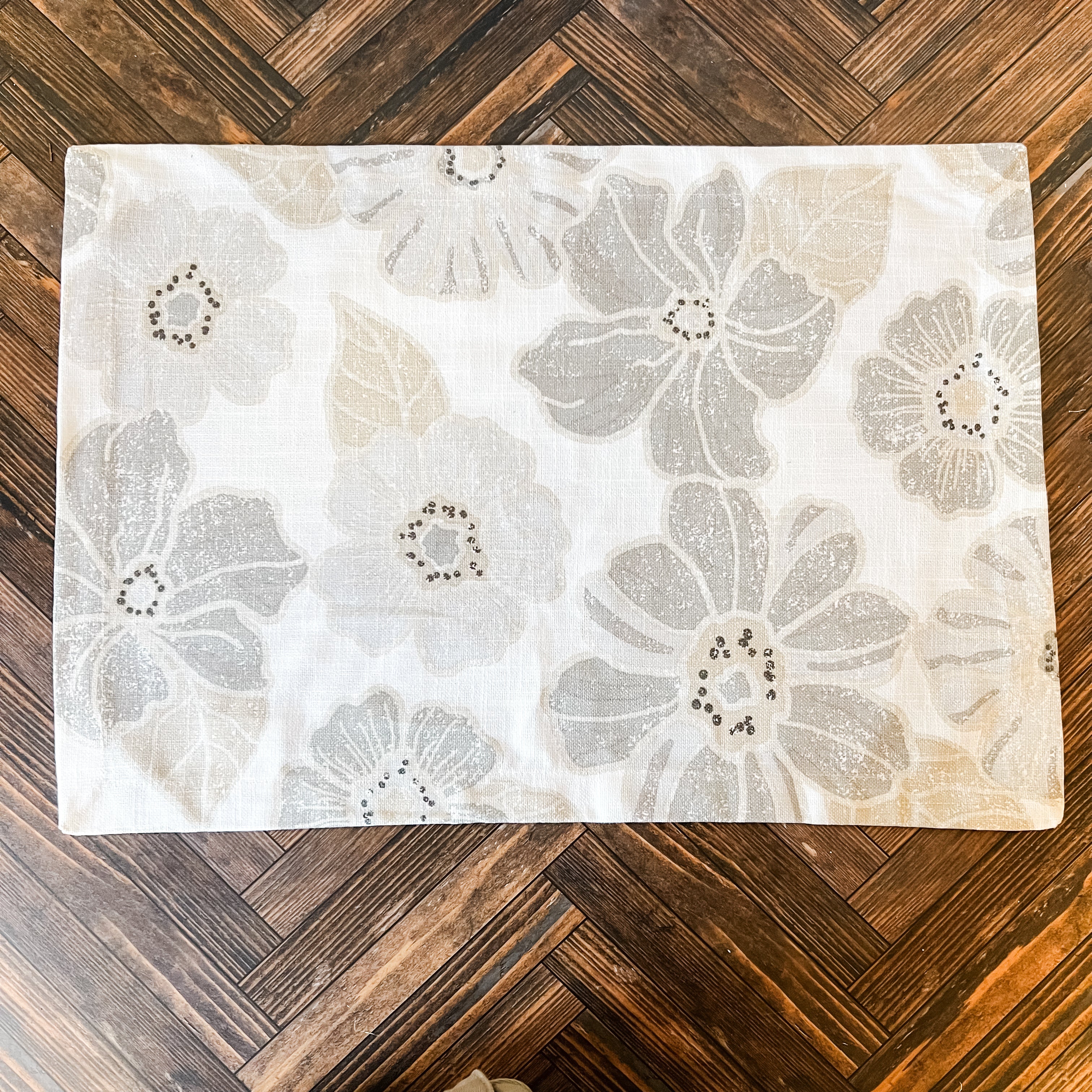 Spring floral grey tan and cream placemat the rustic barn ct
