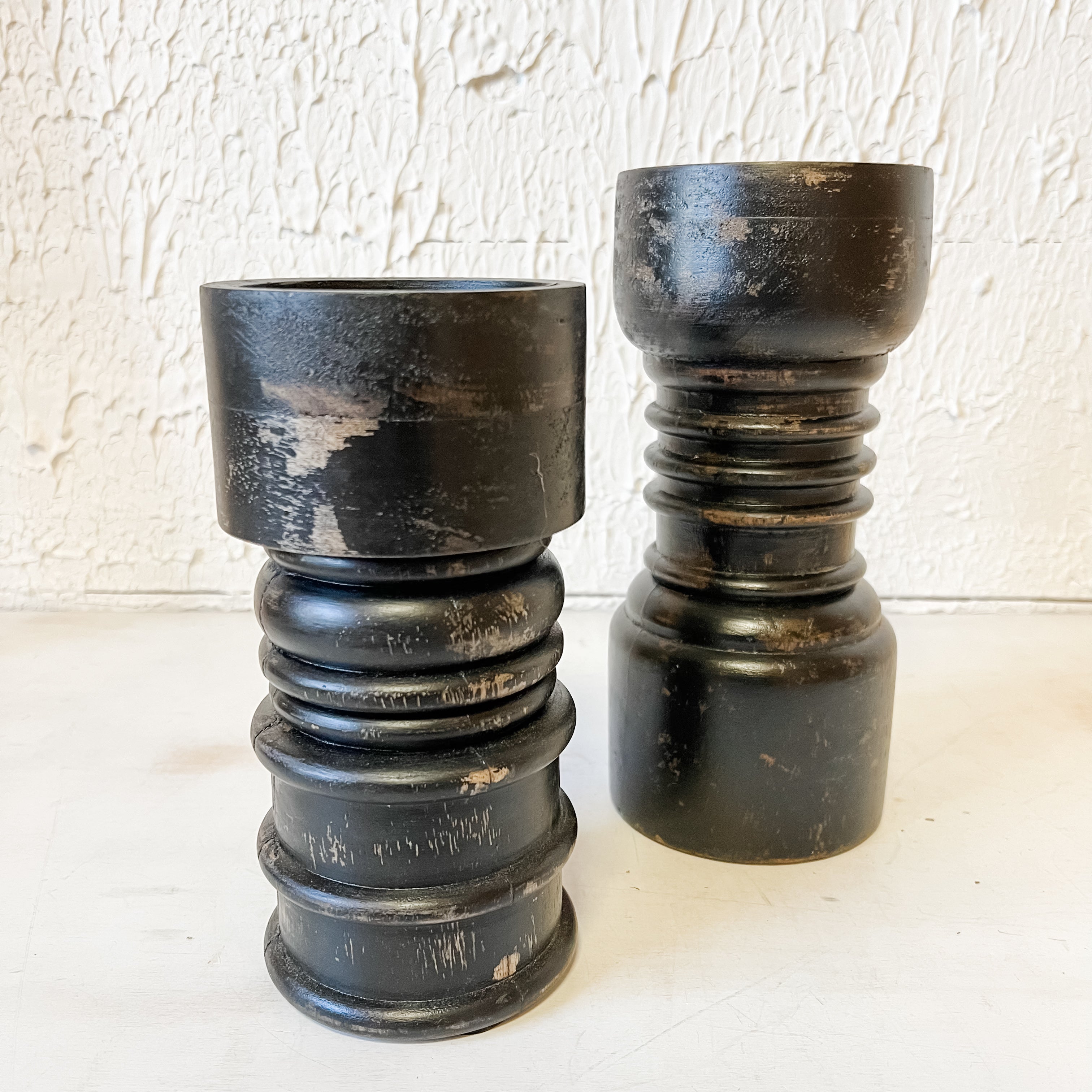 Rustic slightly distressed black candlestick the rustic barn ct