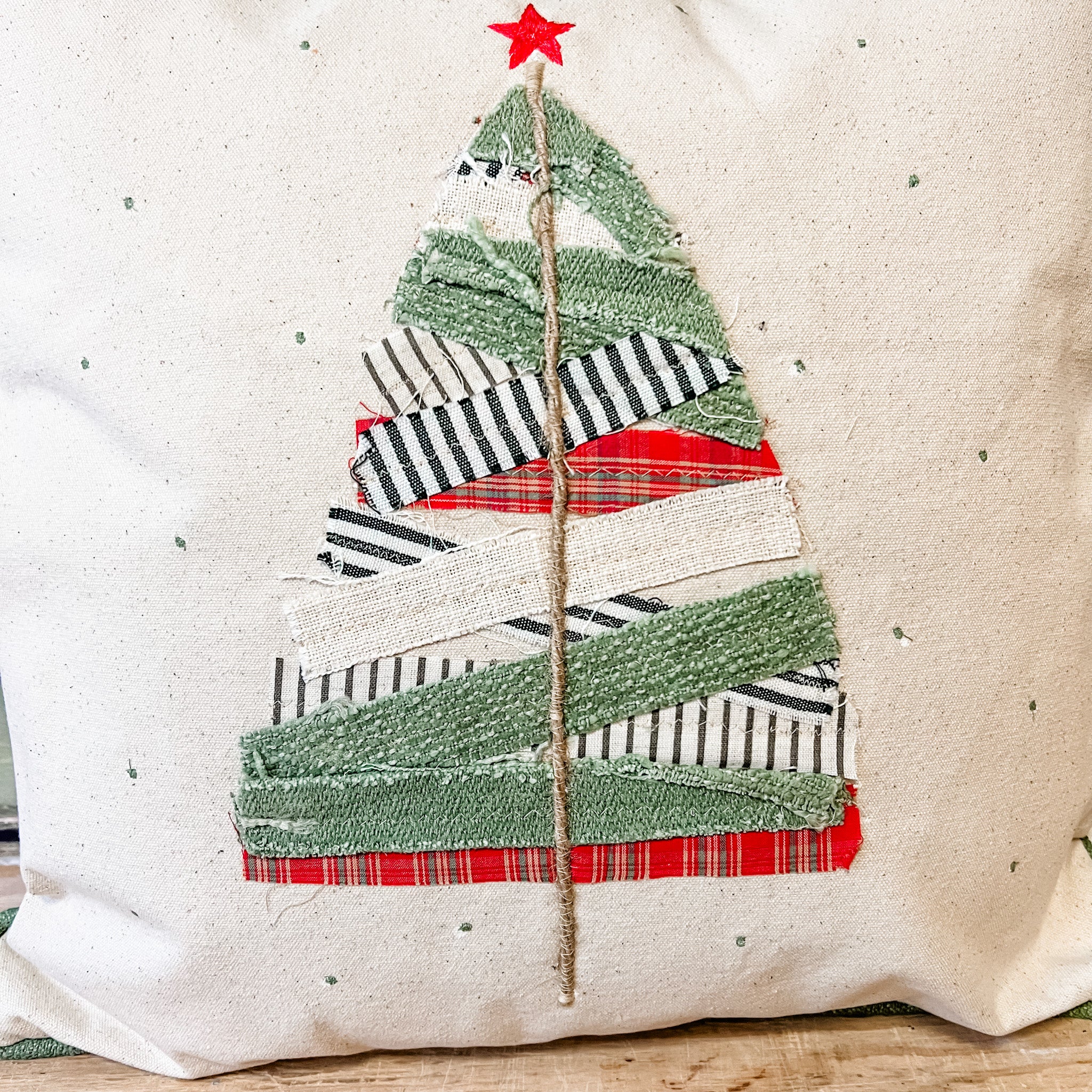 18" Square Cotton Appliquéd Tree Pillow