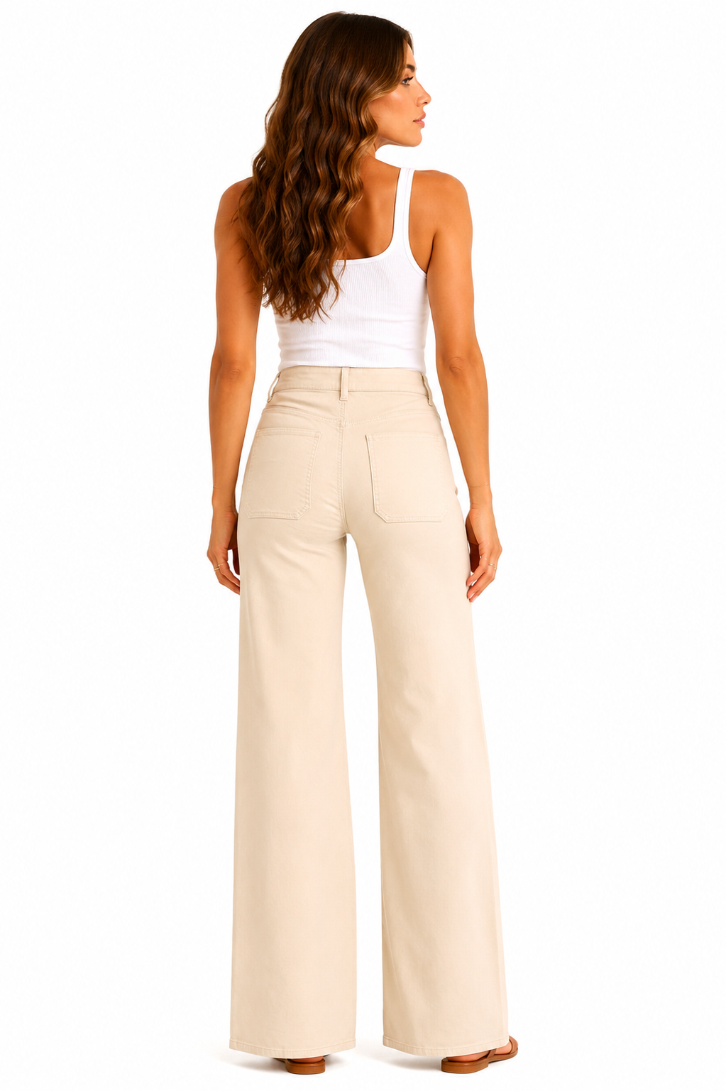 Luxe Wide Leg Patch Pocket Jeans Ecru at the rustic barn in killingworth ct