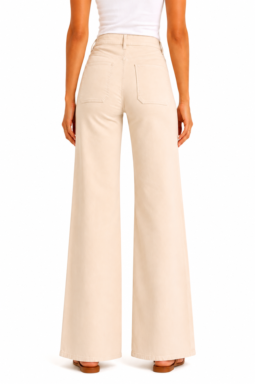 Luxe Wide Leg Patch Pocket Jeans Ecru at the rustic barn in killingworth ct