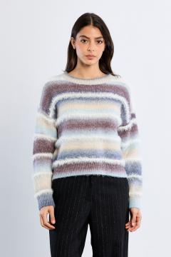 Mauve Tie-Dye Fringe Knit Sweater at the rustic barn in killingworth ct