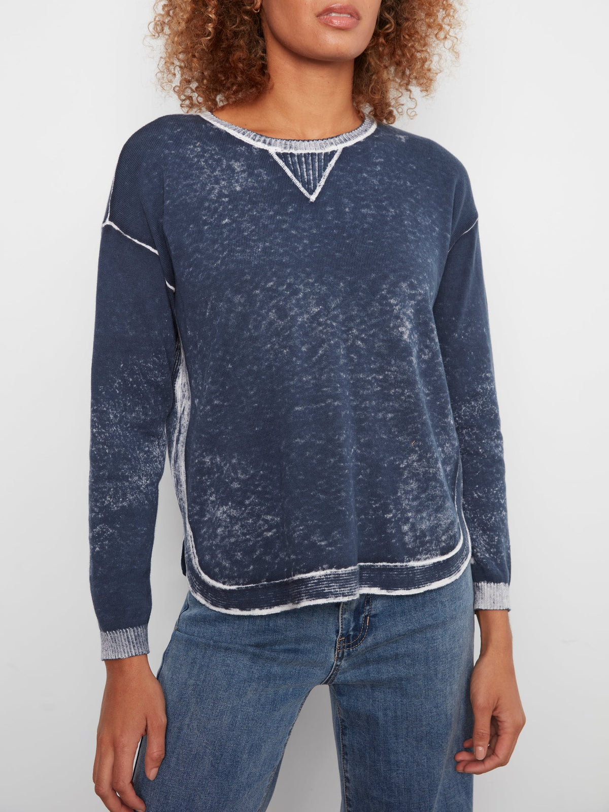 Midnight Reverse-Print Cotton Crew Neck Sweater at the rustic barn in Killingworth ct
