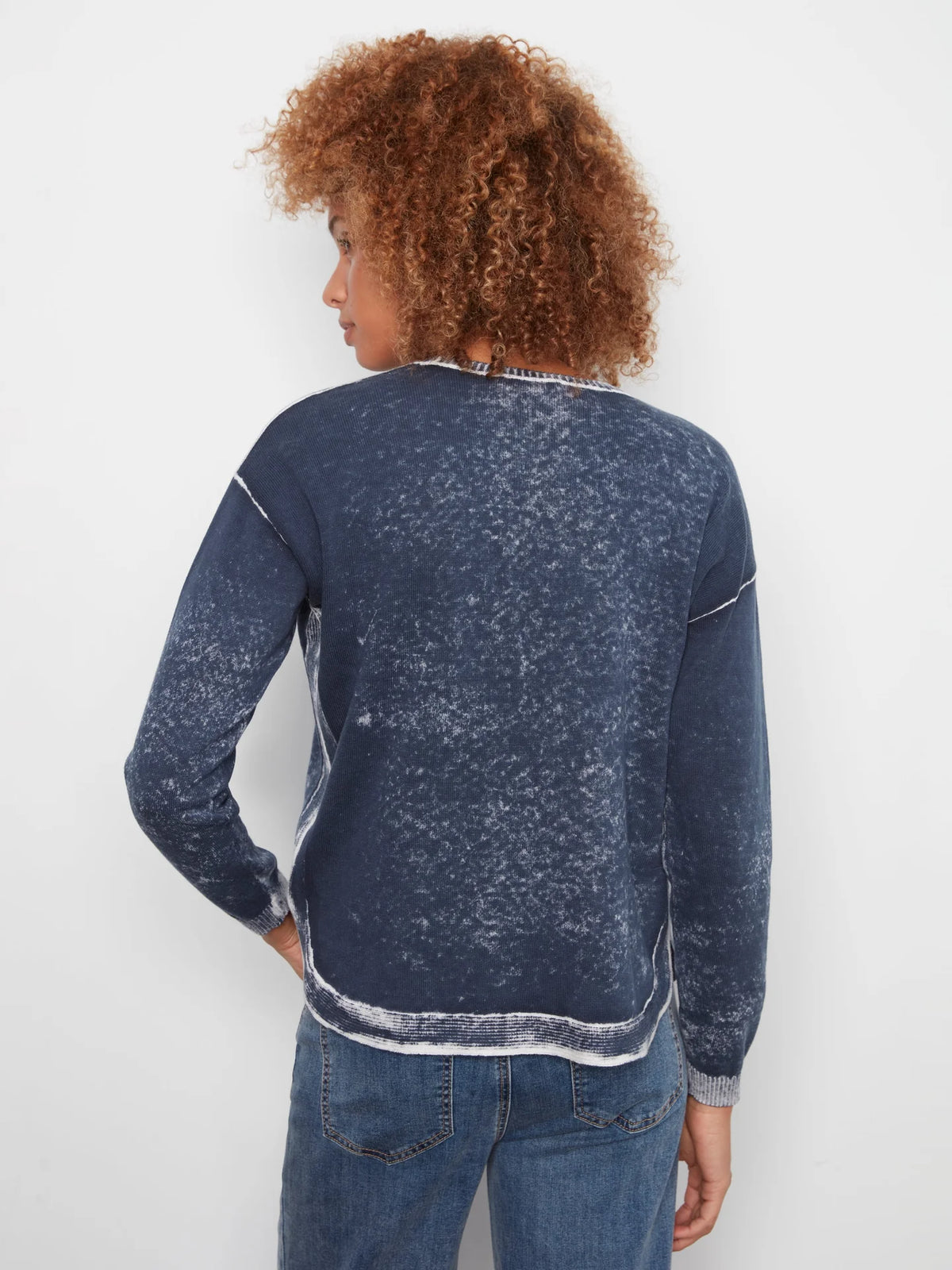 Midnight Reverse-Print Cotton Crew Neck Sweater at the rustic barn in Killingworth ct