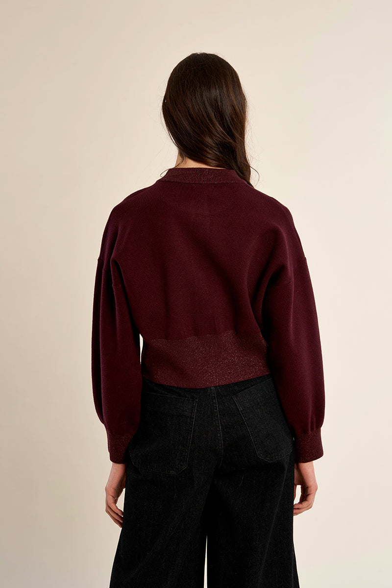 Plum Heart-Button Knit Cardigan at the rustic barn in Killingworth ct