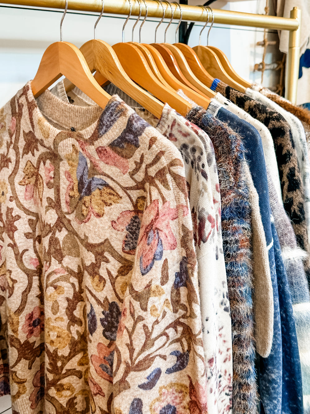 Fall sweaters from the Rustic Closet for sale at the Rustic Barn in Killingworth, CT.