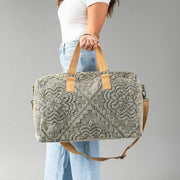 Sage Vintage-Inspired Textured Duffel Bag at the rustic barn in killingworth ct