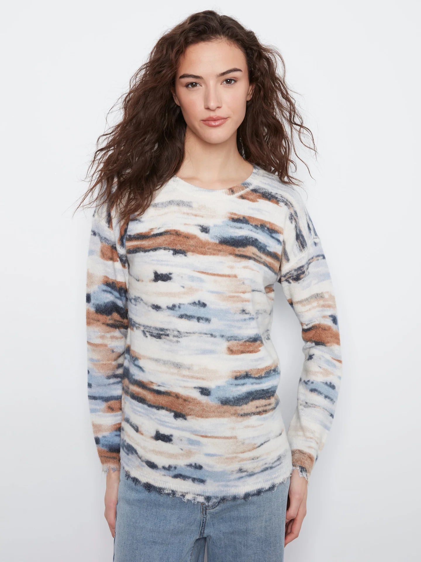 Stream Reversible Drop Shoulder Crew Neck Sweater at the rustic barn in killingworth ct