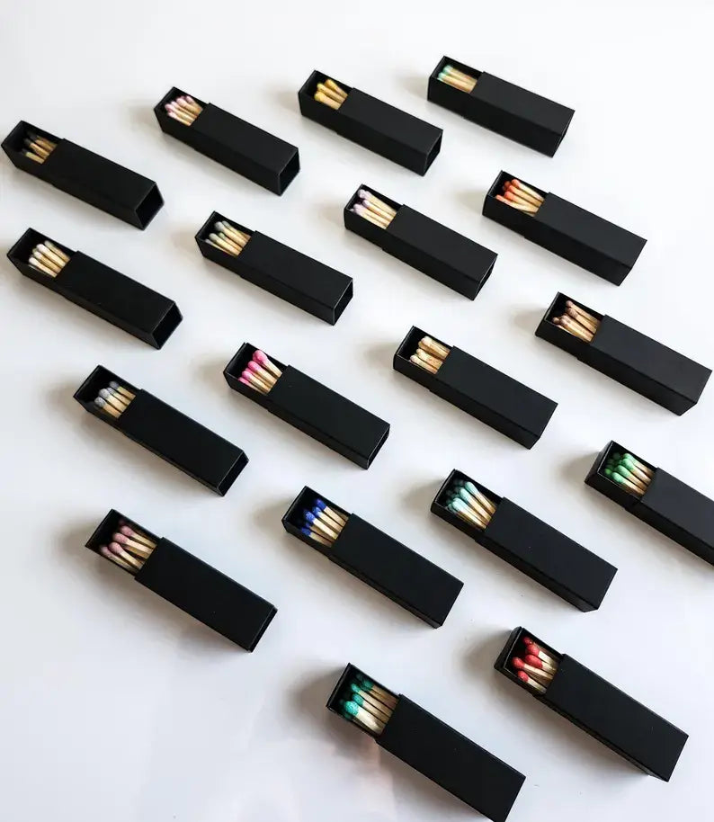 Black Matchbox with Colorful Matchsticks