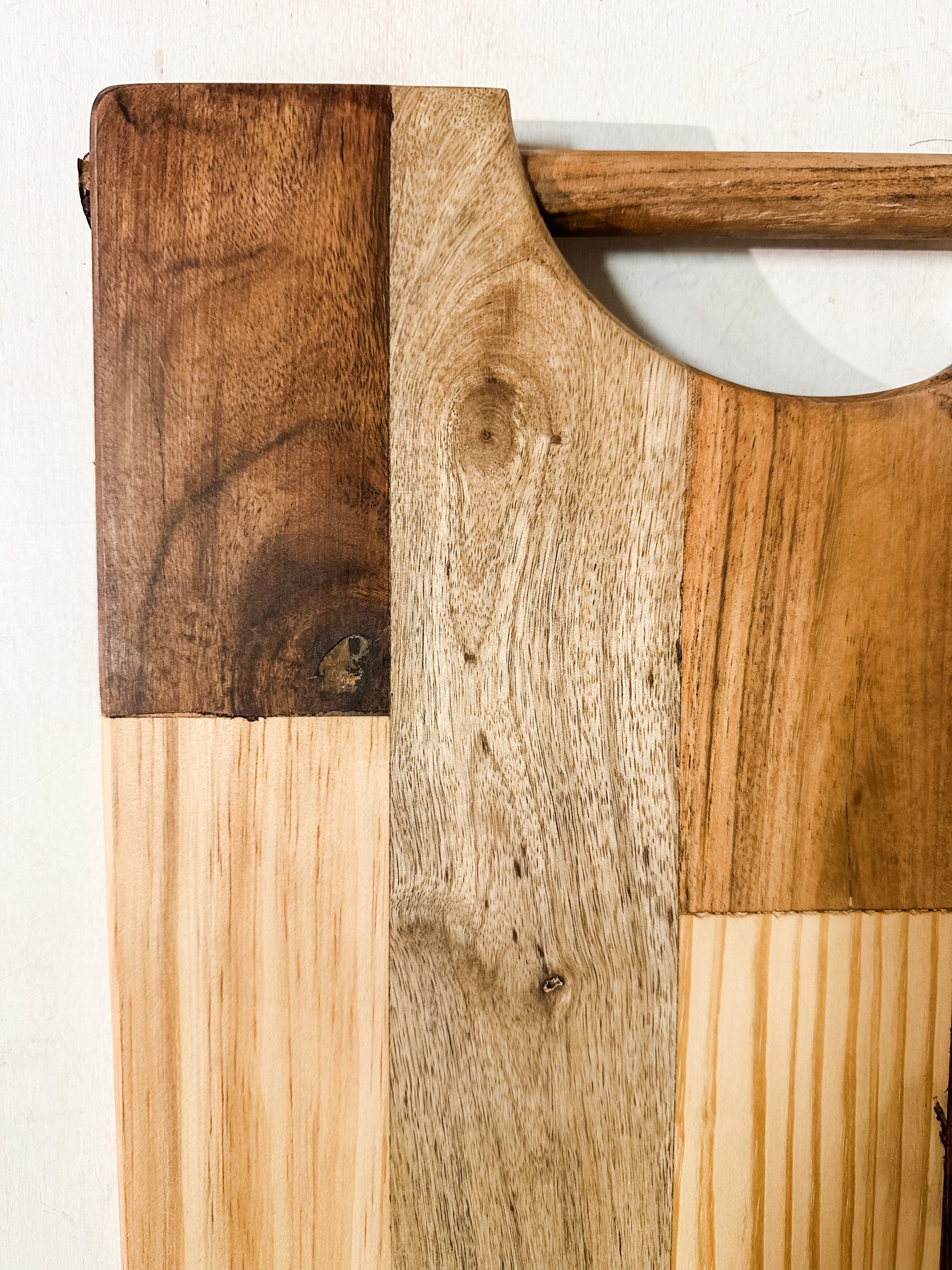 acacia, pine, and mango wood end grain cheese board at the Rustic Barn in Killingworth, CT
