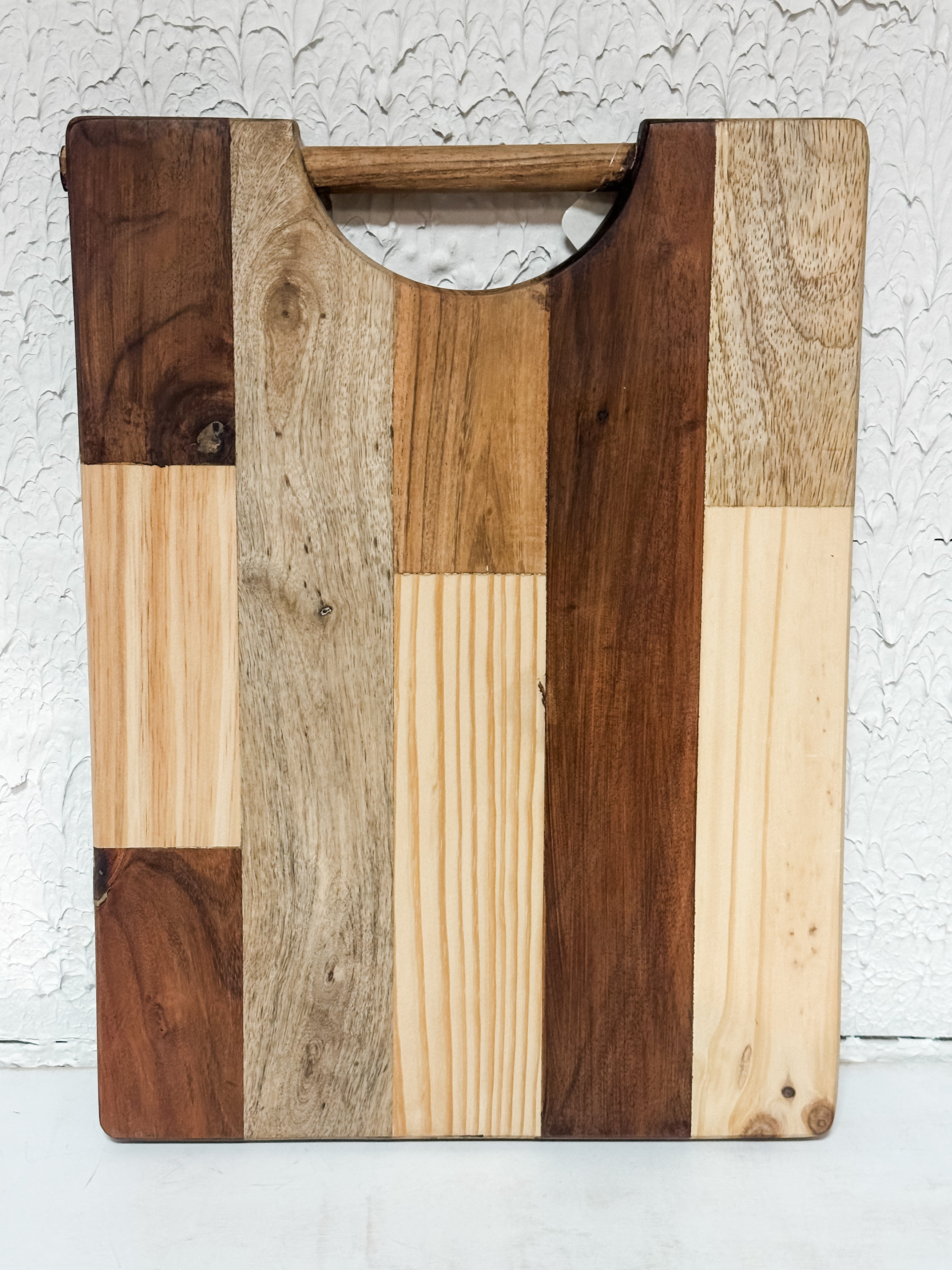 acacia, pine, and mango wood end grain cheese board at the Rustic Barn in Killingworth, CT