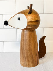 acacia wood fox salt and pepper grinder at the rustic barn in killingworth ct