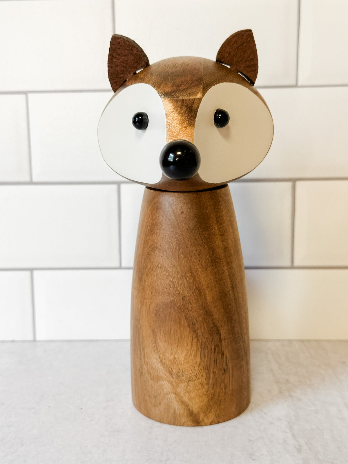 acacia wood fox salt and pepper grinder at the rustic barn in killingworth ct