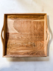 acacia wood trays with handles at The Rustic Barn in Killingworth CT