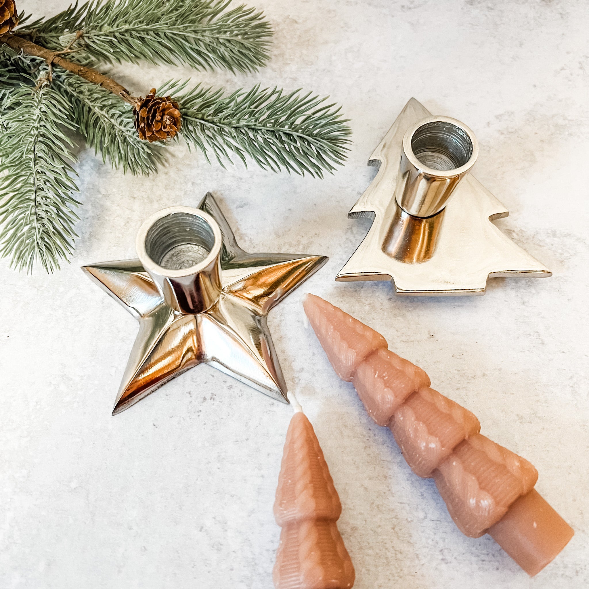 Aluminum Tree & Star Taper Holder