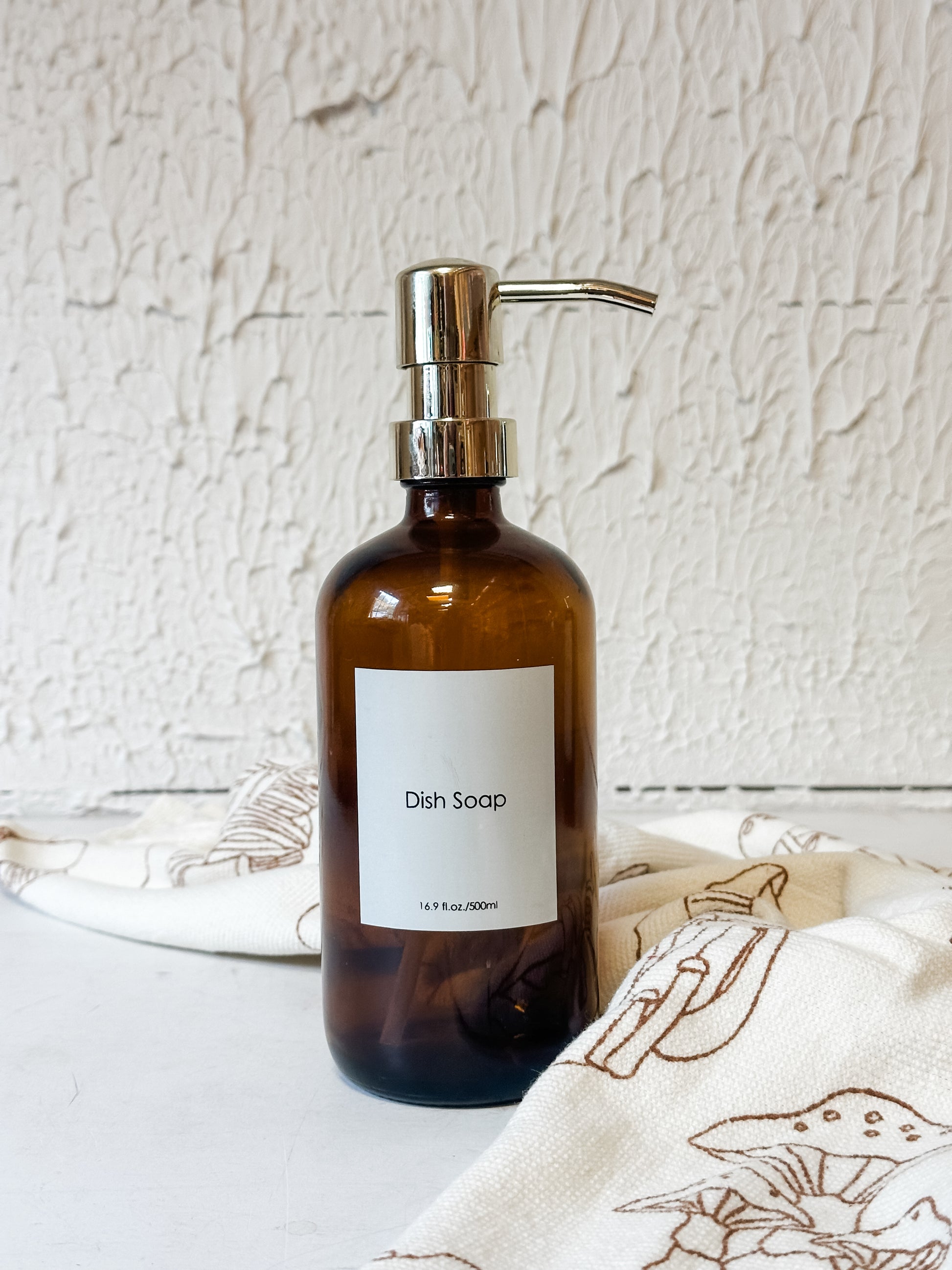 hand soap pump in amber color container at The Rustic Barn in Killingworth CT