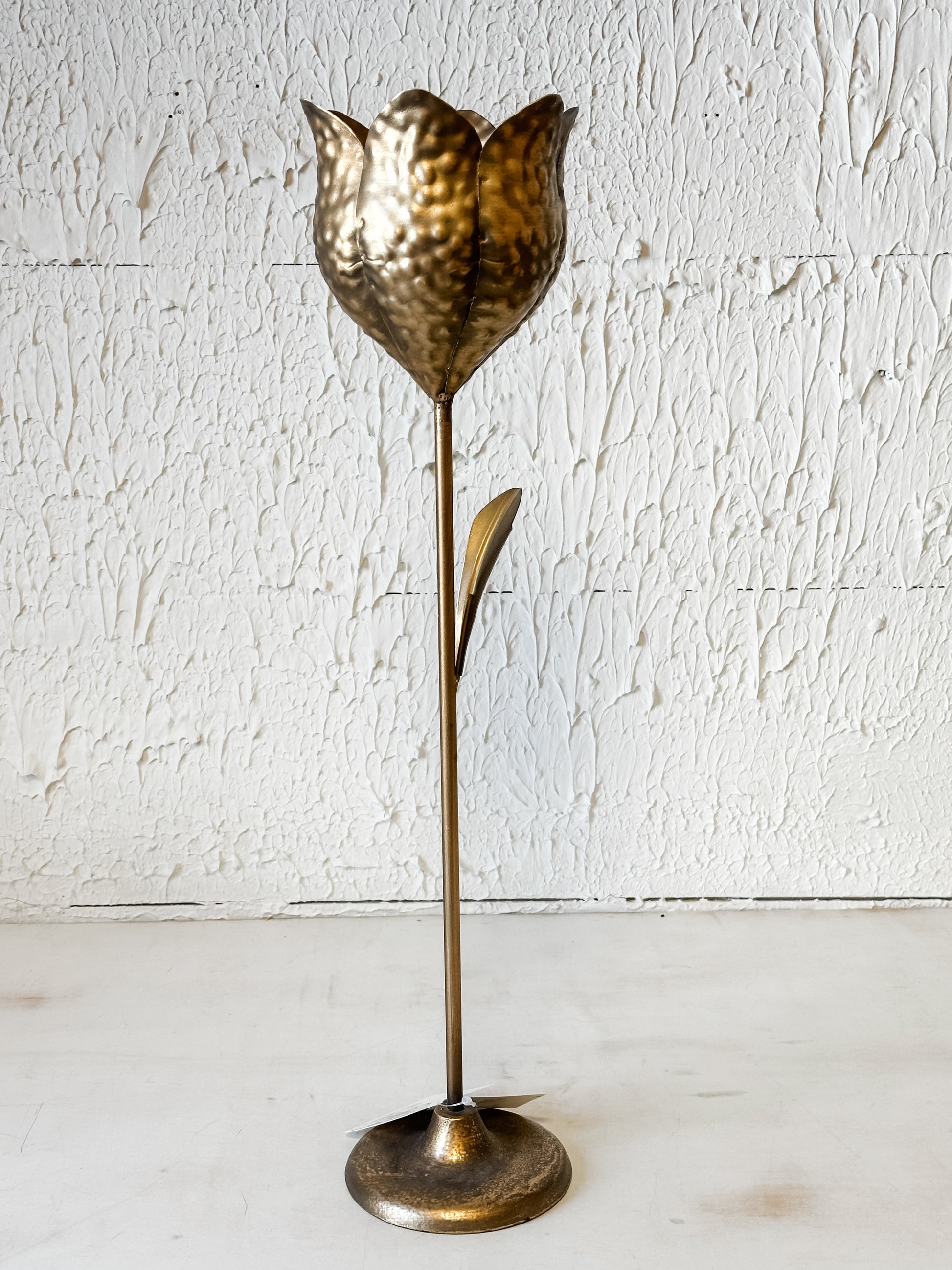 Antique Brass Tulip Taper Candle Holders at the Rustic Barn in Killingworth, CT